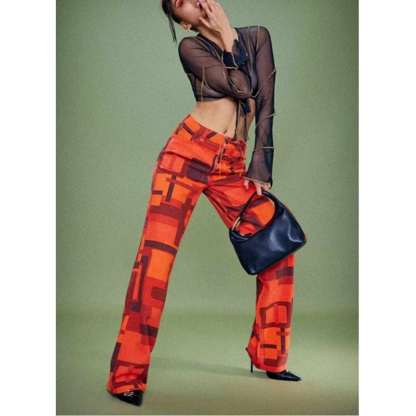 Jaded London Smoke Print Boyfriend Fit Jeans Tapestry