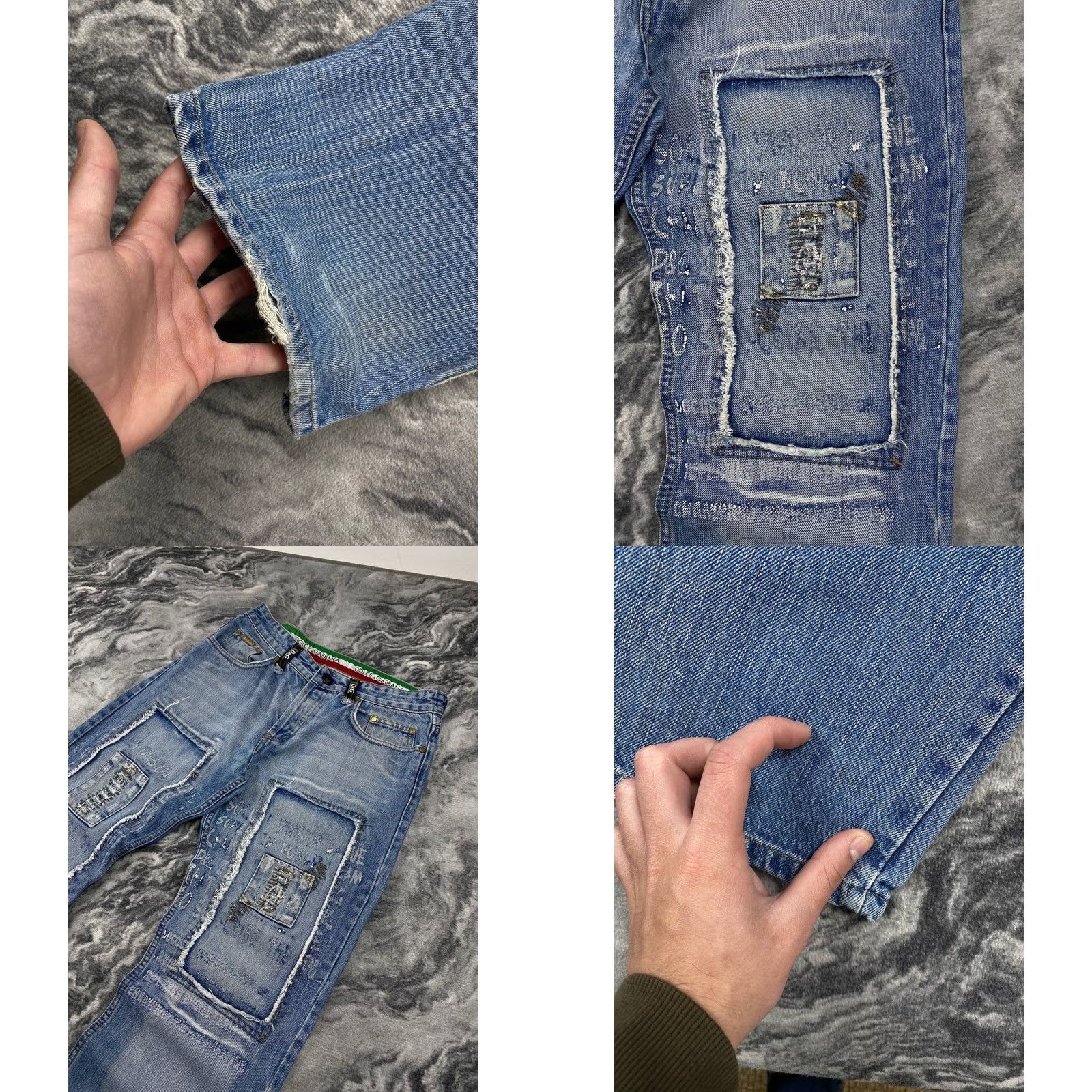 Dolce & Gabbana VINTAGE Dolce&Gabbana Denim Jeans Distressed Big Logo 32 Blue Denim Jeans Men 32 Blue Logo Distressed 5-Pocket Regular Straight Jeans Mens Size US 32 / EU 48 - 8 Thumbnail