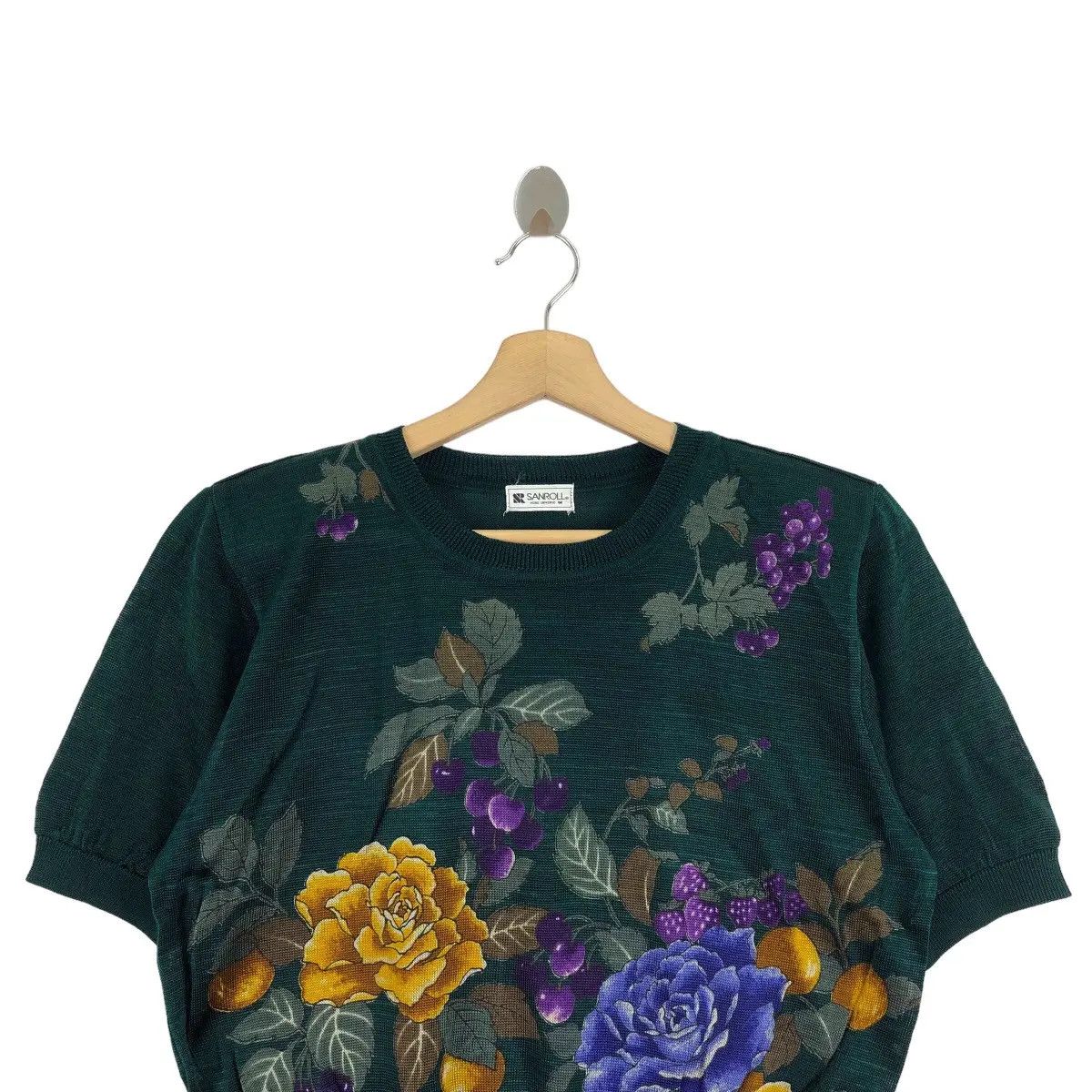 Vintage Vtg 80’ SANROLL KOBE UNIVERSE Roses Floral Knitwear Sweater Size M / US 6-8 / IT 42-44 - 5 Thumbnail