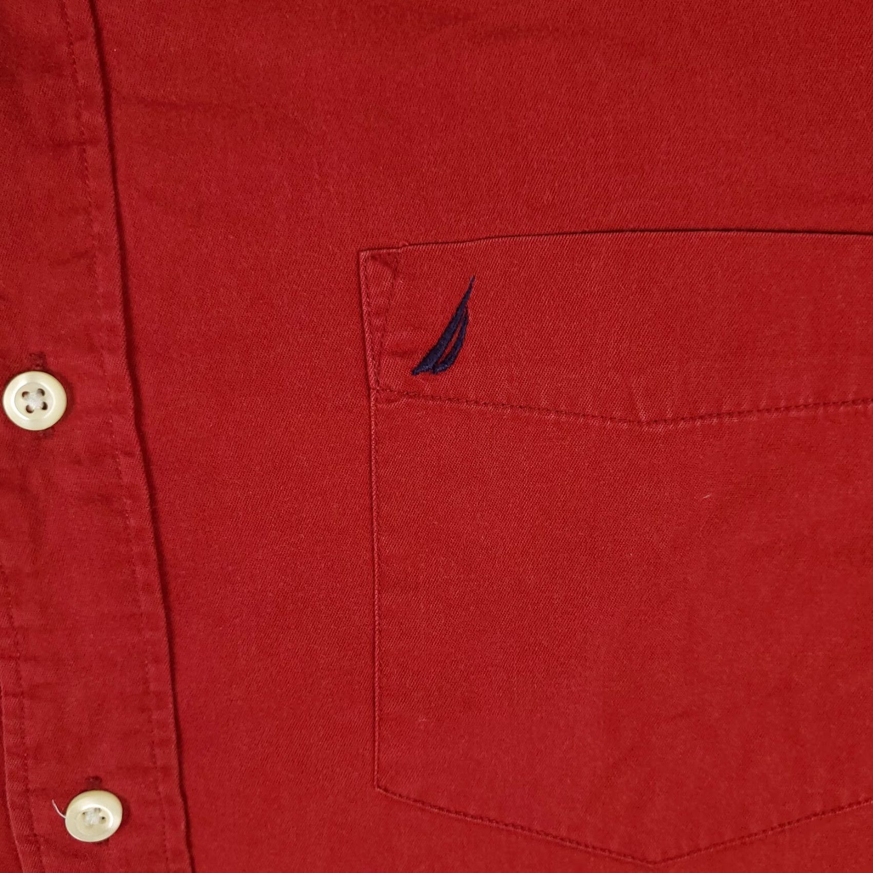 Nautica Nautica Shirt Men L Red Button-Up Long Sleeve Cotton Casual Mens Size US L / EU 52-54 / 3 - 2 Thumbnail