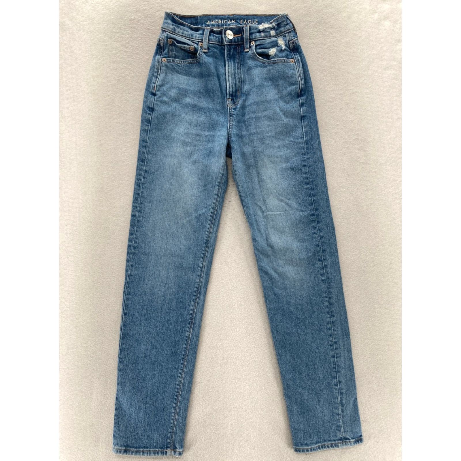 American Eagle Outfitters American Eagle Outfitters Jeans 000 90s Boyfriend Blue Distressed Denim Medium Wash Jeans Womens Size 42" / US 20 - 2 Thumbnail