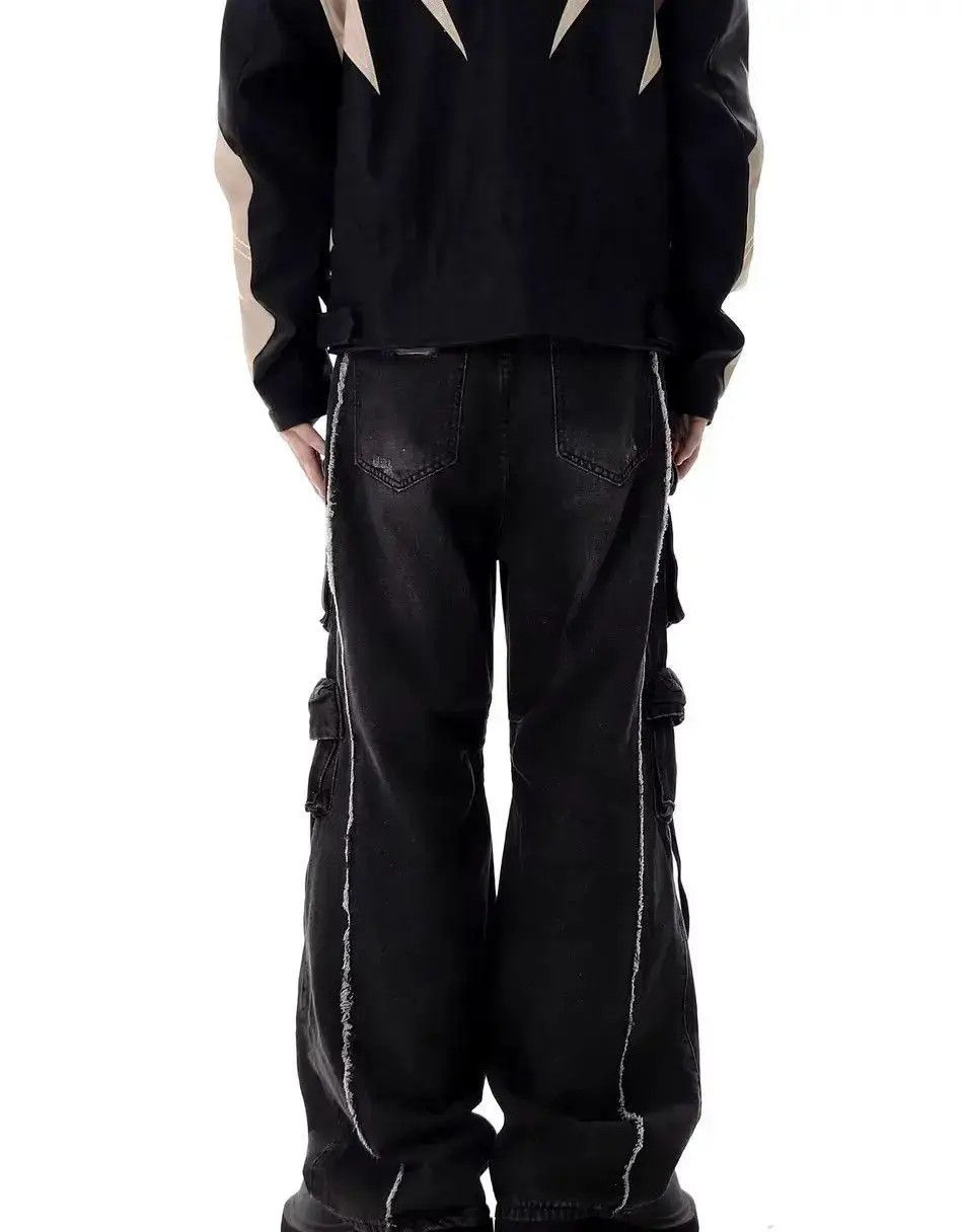 Japanese Brand Street Hip Hop Grunge Ripped Wide Leg Jeans Trousers Size US 32 / EU 48 - 5 Thumbnail