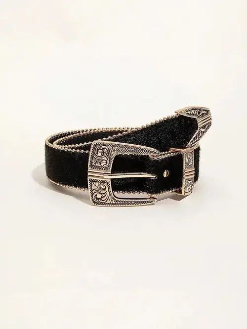 Leather × Vintage Boho Pattern Cowboy Cowgirl Belt Size ONE SIZE - 4 Thumbnail
