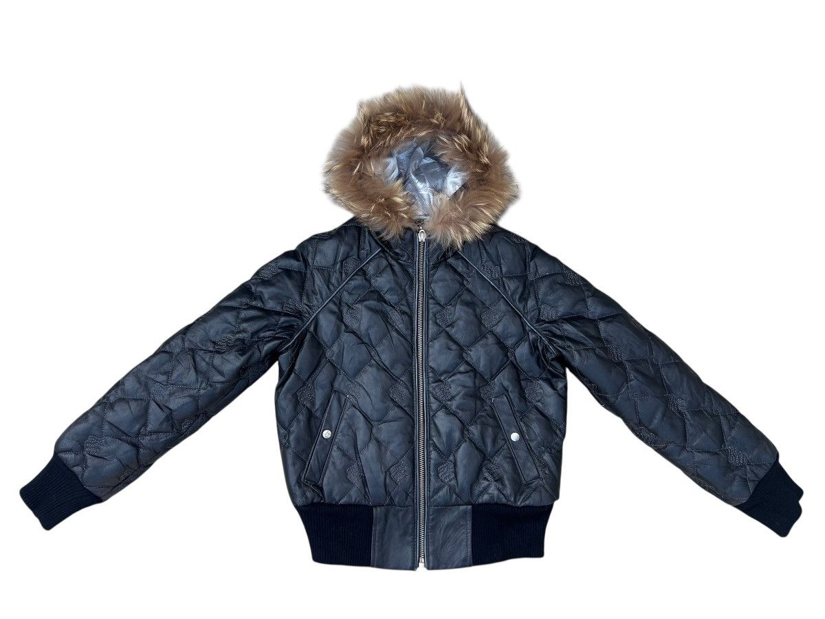 Vintage Y2K Rocawear Quilt Crop Down Leather Jacket Real Fur
