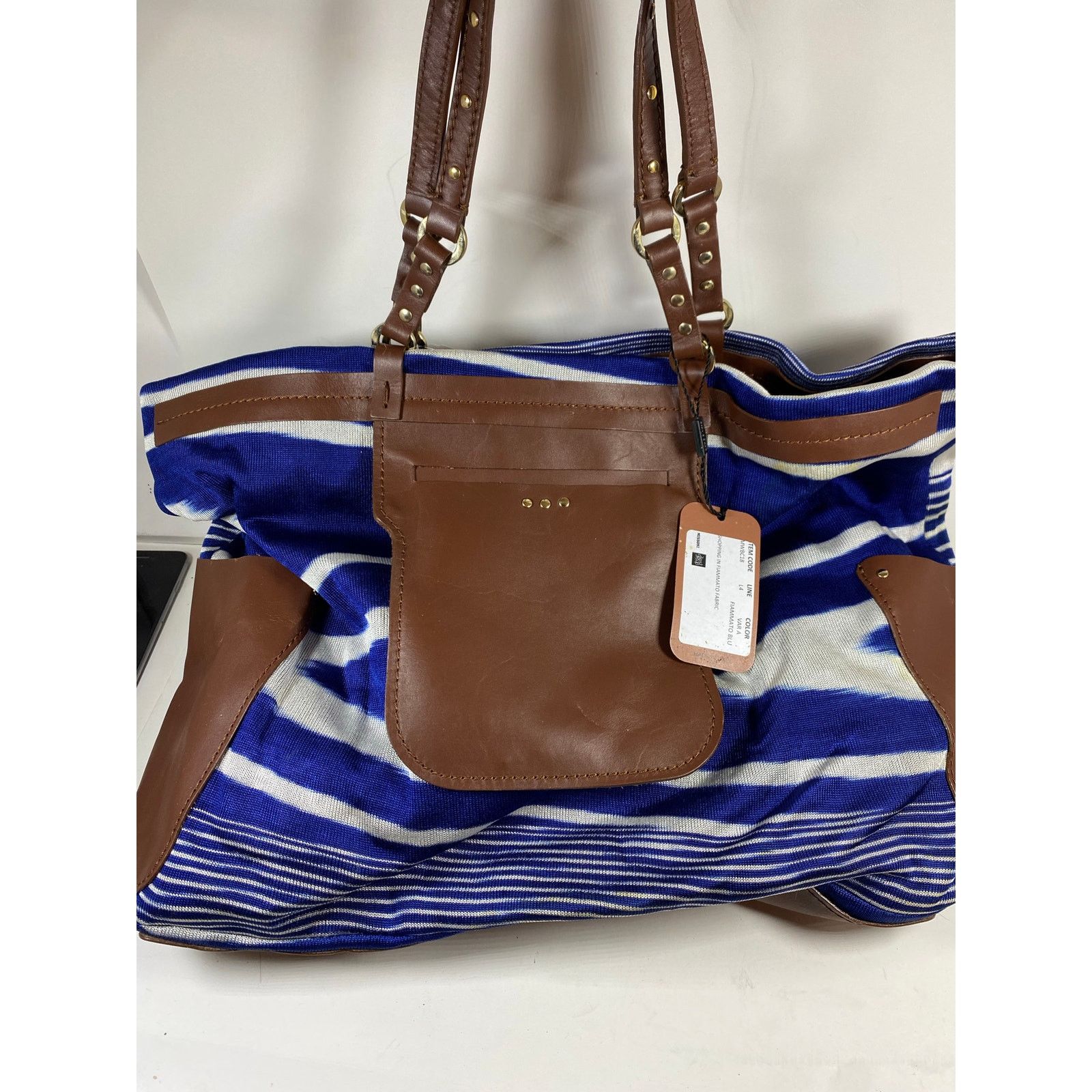 Missoni Fiammato Blue Striped Bag NWT