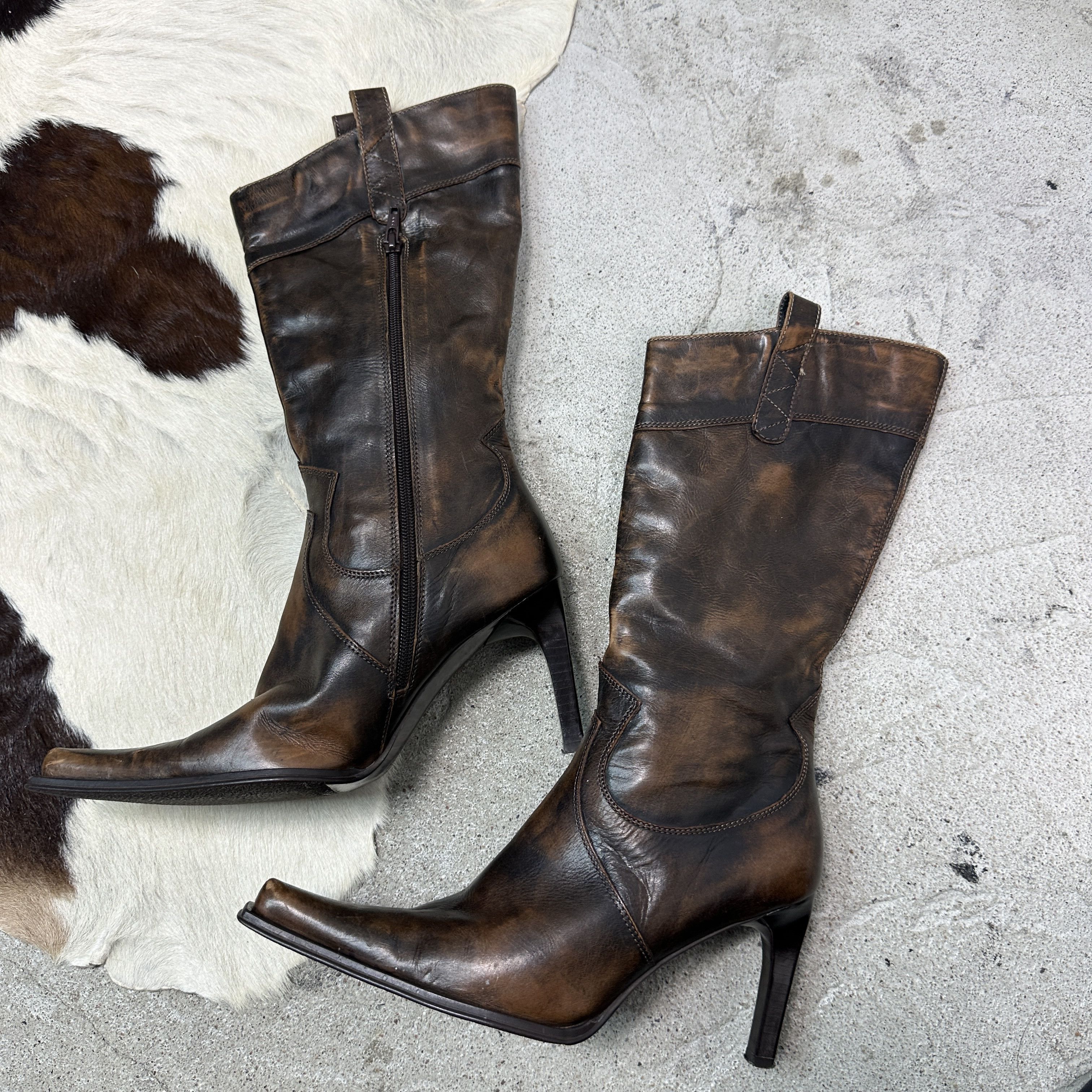 Vintage Vintage Avant Garde Leather Heels Boots Y2K Size US 8 / IT 38 - 5 Thumbnail