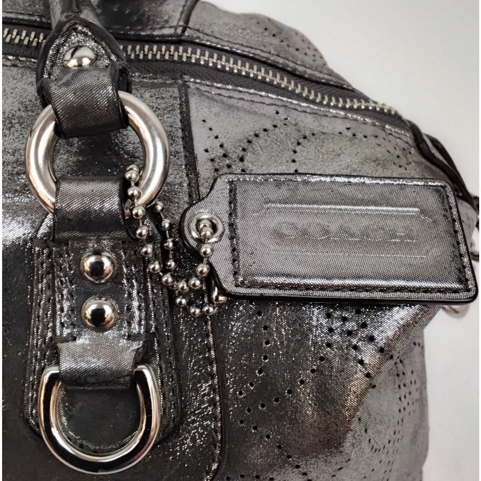Coach Coach Ashley Satchel Purse Silver Perforated Leather 2000s Size ONE SIZE - 6 Thumbnail