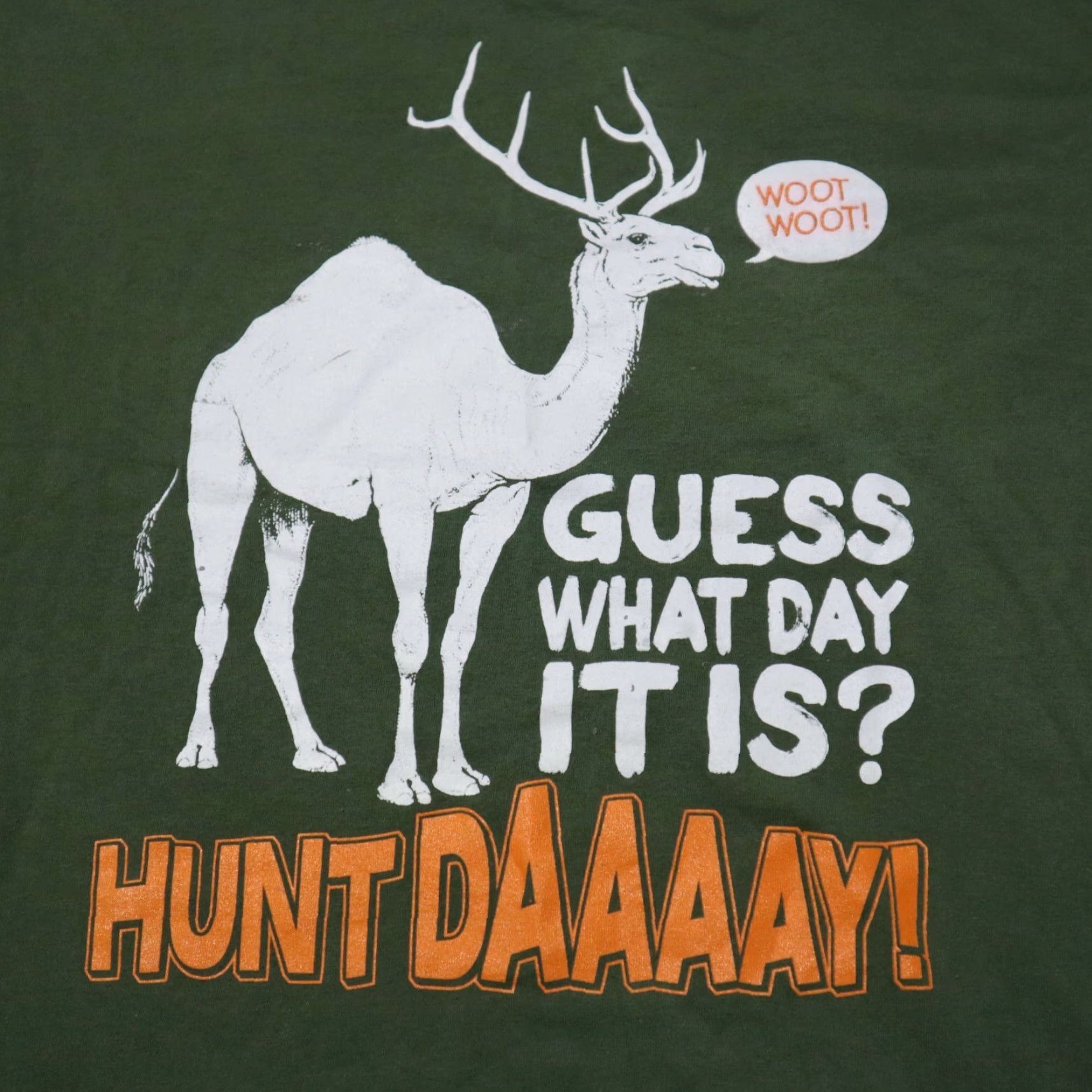 Gildan HUMP DAY Camel T-Shirt Mens Size M Green Shirt Funny Ad Reference Guess What Day It Is? Hunt Daaaay! Brand: Gildan Size US M / EU 48-50 / 2 - 2 Thumbnail