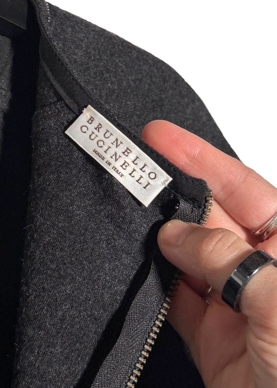 Brunello Cucinelli Brunello Cucinelli Charcoal Wool Monili Accent Dress Size XS / US 0-2 / IT 36-38 - 5 Thumbnail