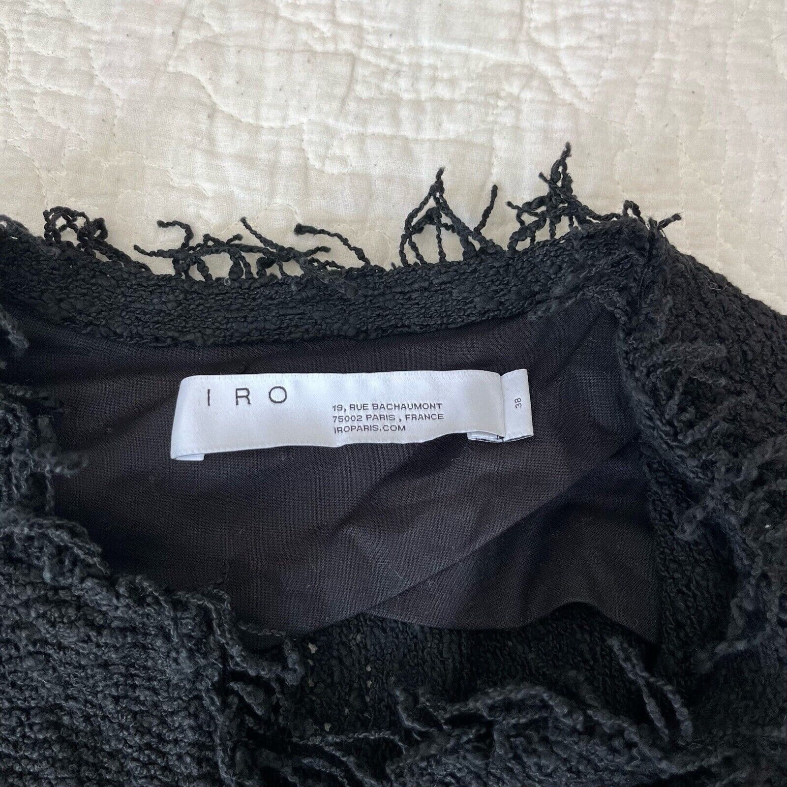 Iro Iro Paris Womens Shavani Jacket Classic Black Cotton Fringe Size XXS / US 00 / IT 34 - 6 Thumbnail