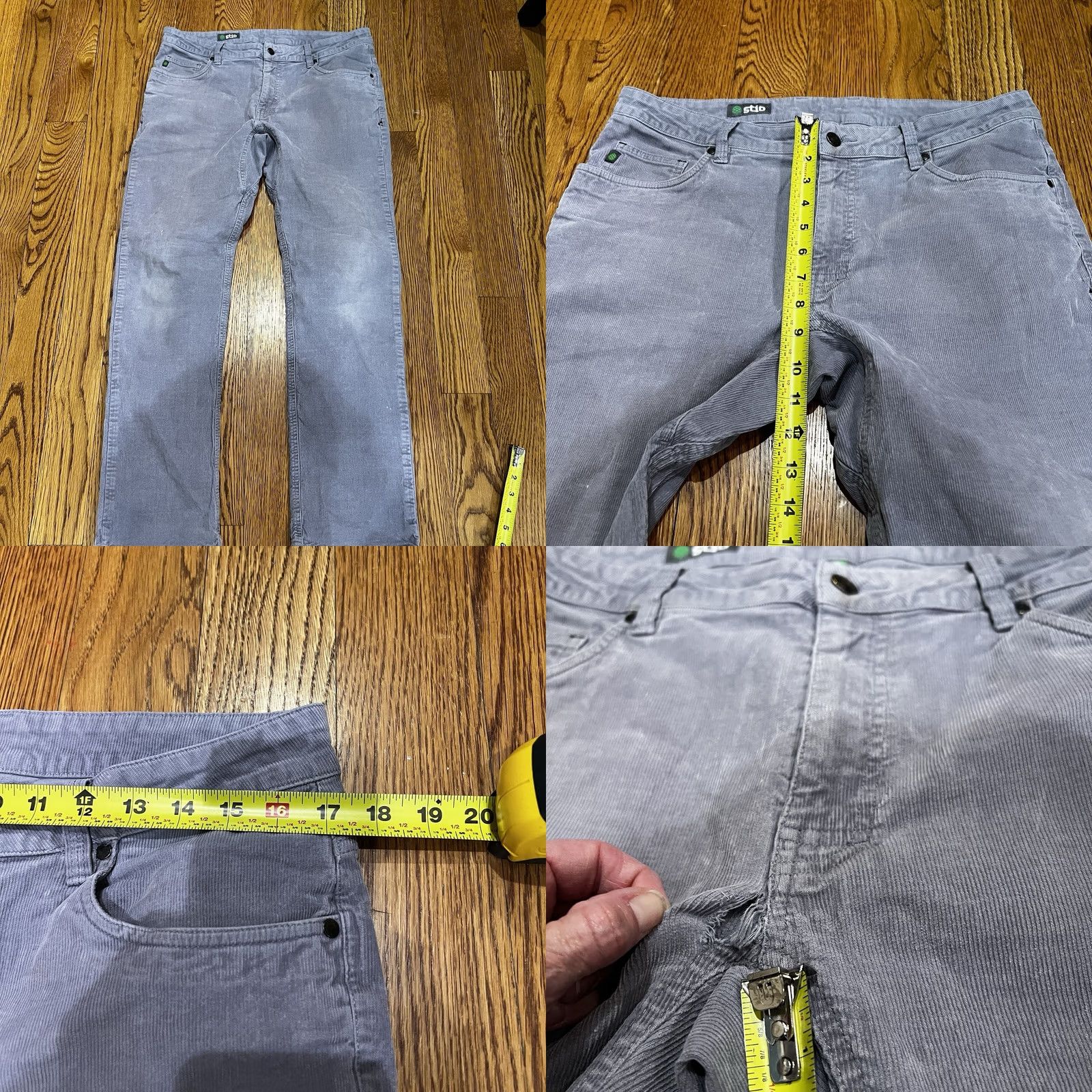 Vintage Stio Pants Mens 34x30 Gray Corduroy Rivet Cord Stretch Straight Chino Regular 5-Pocket Logo Wearable Mens Size US 34 / EU 50 - 9 Thumbnail