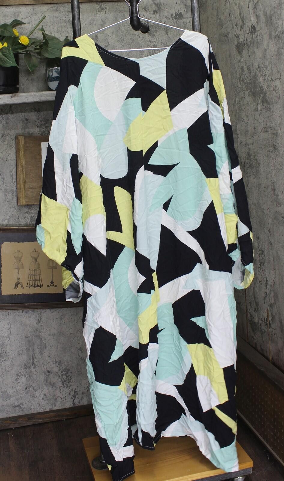 Other Raviya Size Open-front Kimono Cover Up Yellow Abstract 0x Size ONE SIZE - 2 Thumbnail