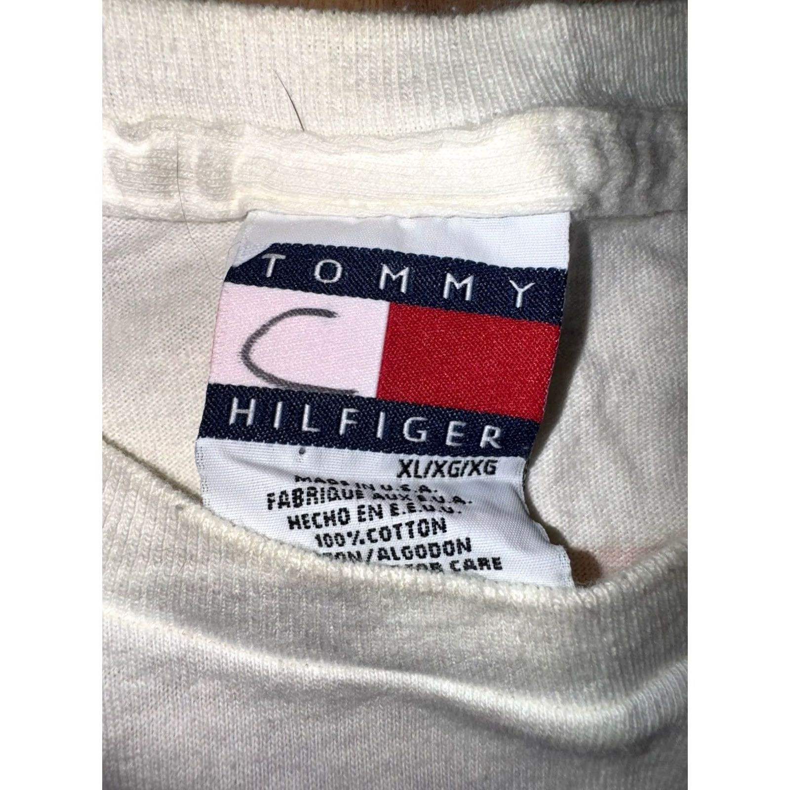 Tommy Hilfiger VINTAGE Tommy Hilfiger T Shirt Tommy Boardsports XL White 90s USA Mens Size US XL / EU 56 / 4 - 2 Thumbnail