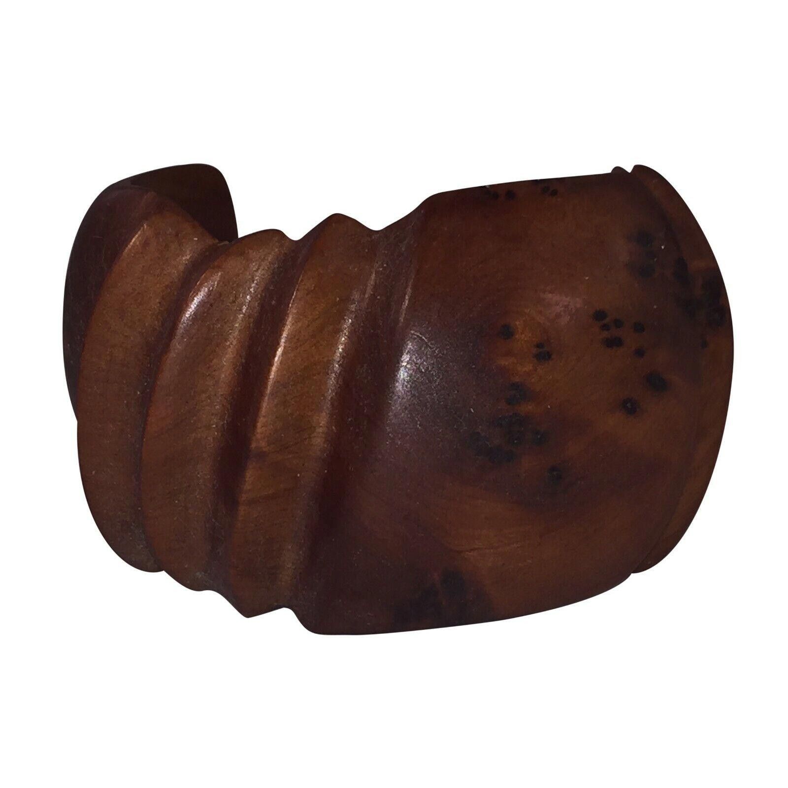 Designer Massive Burl Wood Carved Cuff Bracelet Size ONE SIZE - 1 Thumbnail