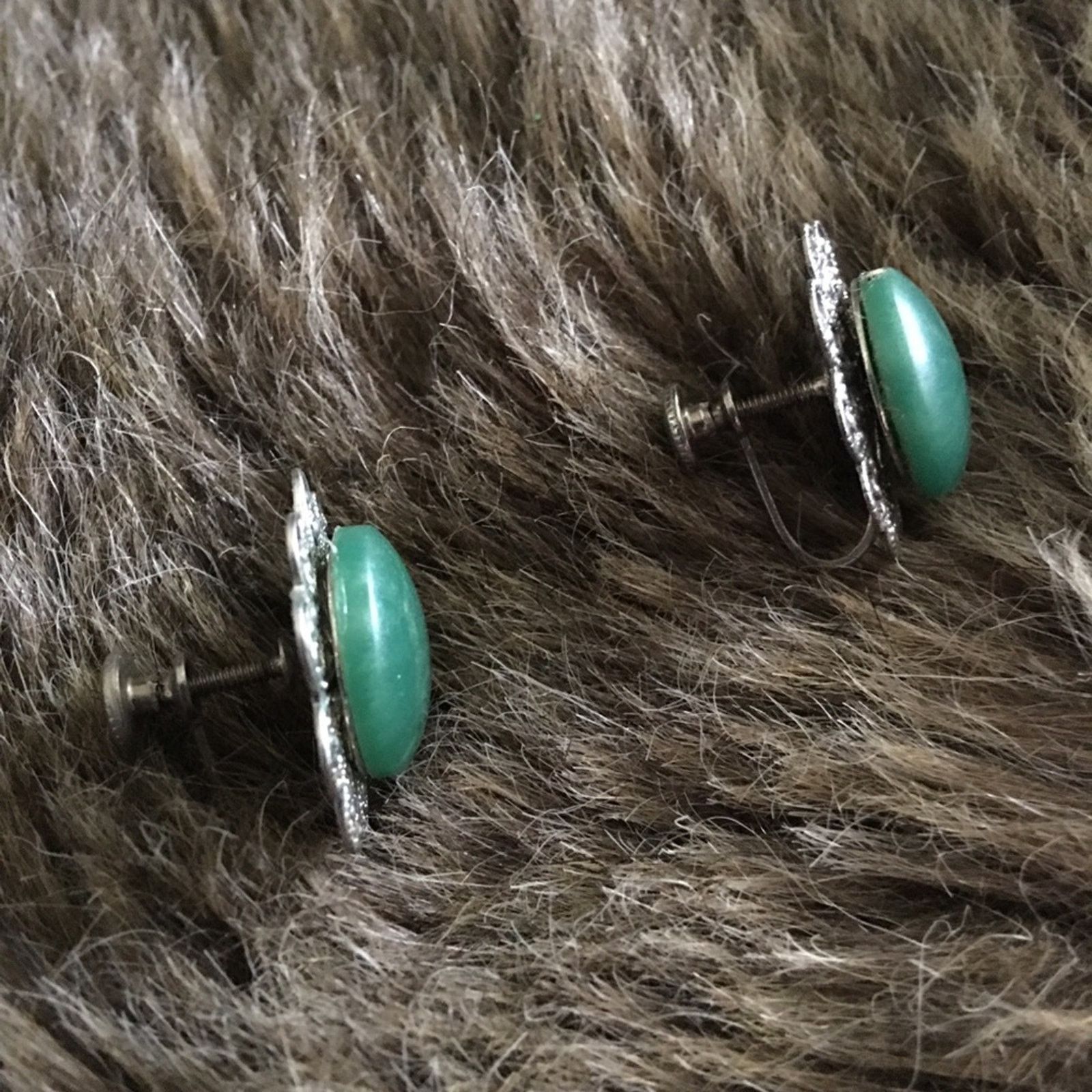 Vintage Vtg 50s green marble bakelite earring & brooch set Size ONE SIZE - 2 Thumbnail