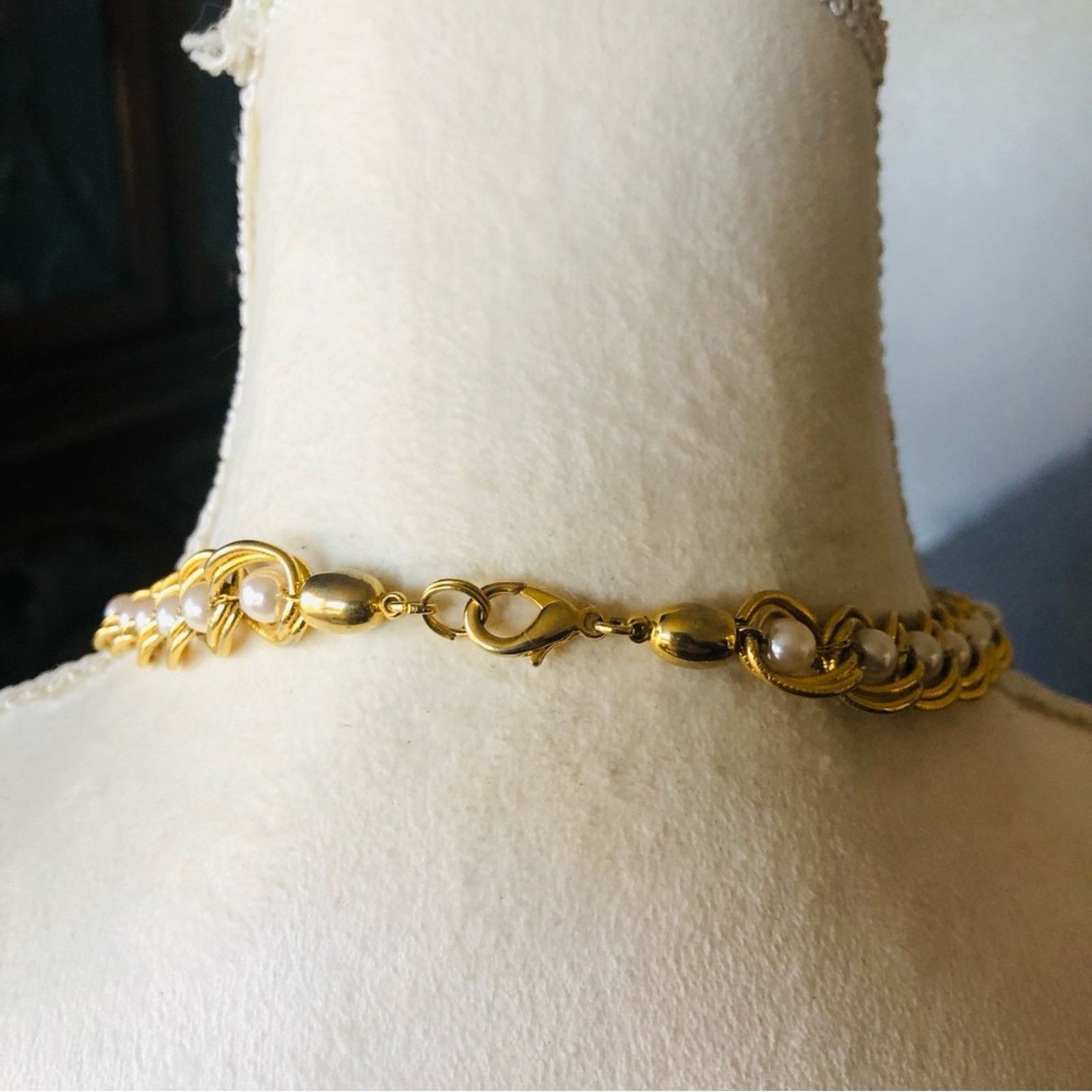 Vintage Vintage gold simulated pearl braided chain jewelry set Size ONE SIZE - 10 Thumbnail
