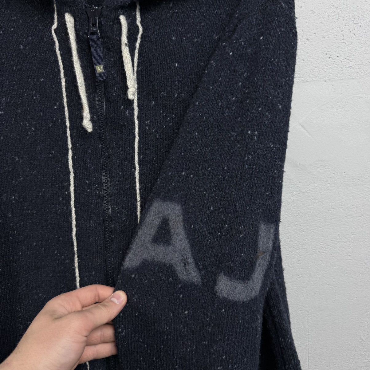 Armani Vintage Wool Avant Garde Zip Hoodie Y2K Emporio Armani Jeans Size US XL / EU 56 / 4 - 2 Thumbnail