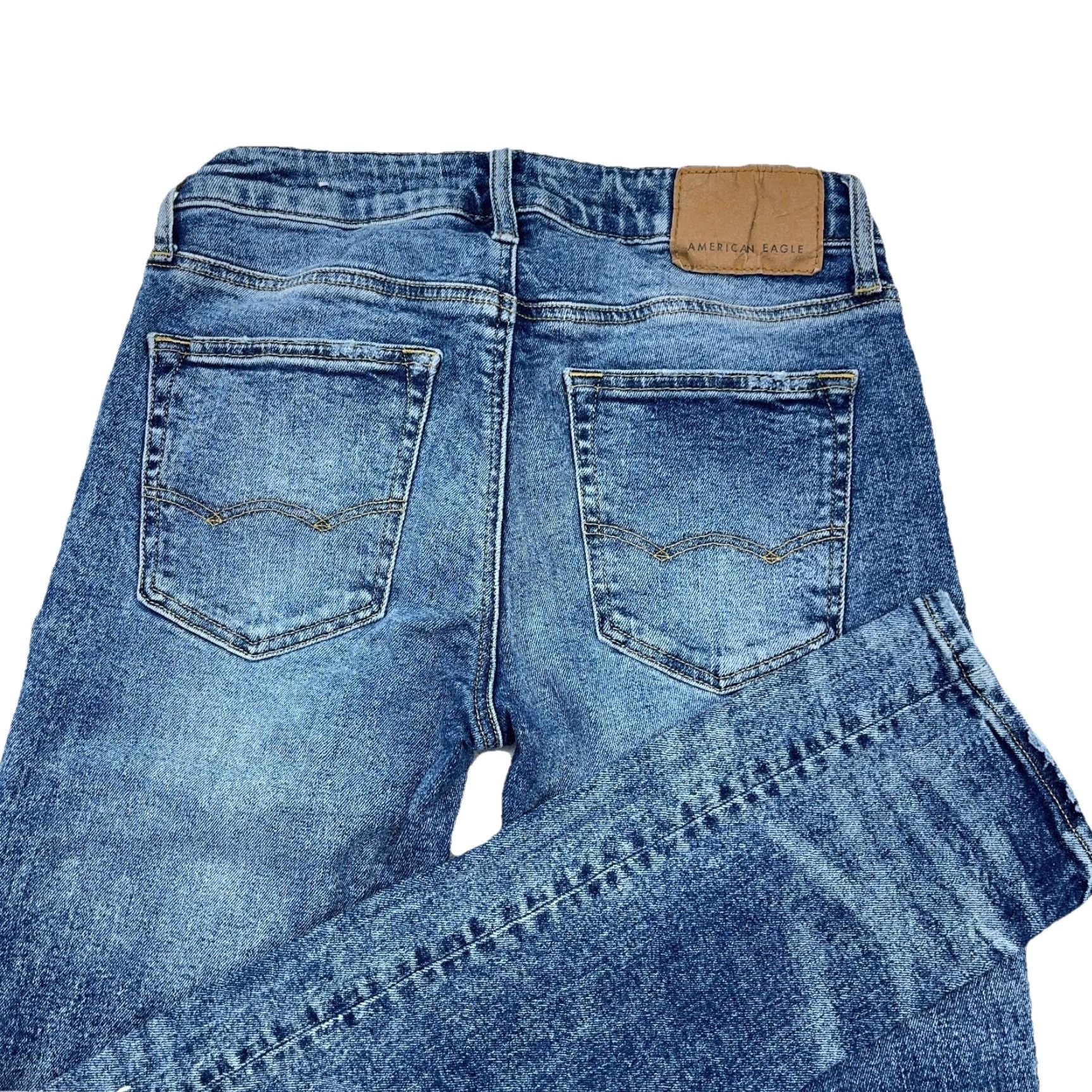 American Eagle Outfitters American Eagle Outfitters Jeans Men Slim 28x32 Distressed Faded Blue 5-Pocket Denim Straight Leg Belt Loops Mens Size US 28 / EU 44 - 3 Thumbnail