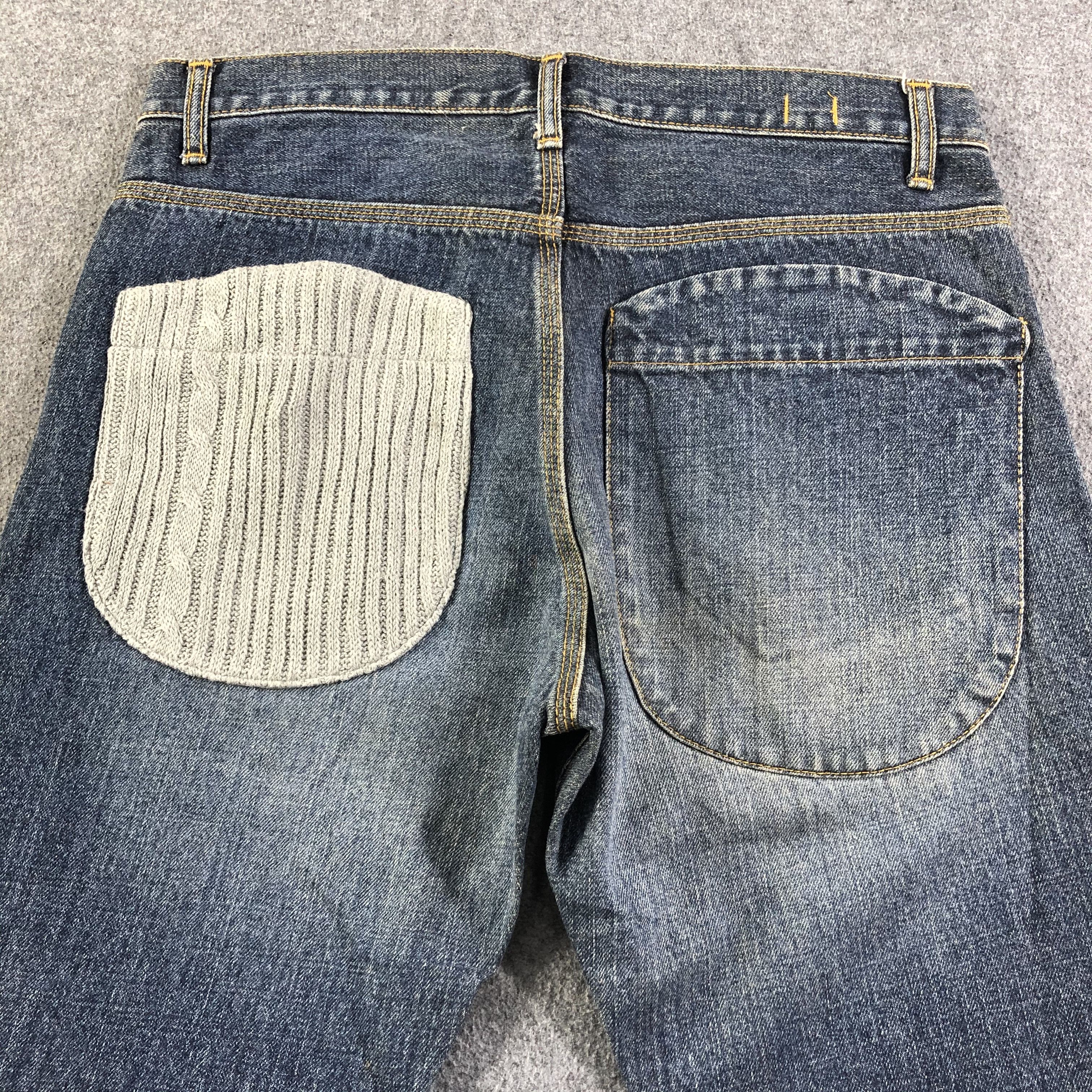 Japanese Brand Flaph Jeans Patchwork Sashiko Denim -J2759 Size US 34 / EU 50 - 4 Thumbnail