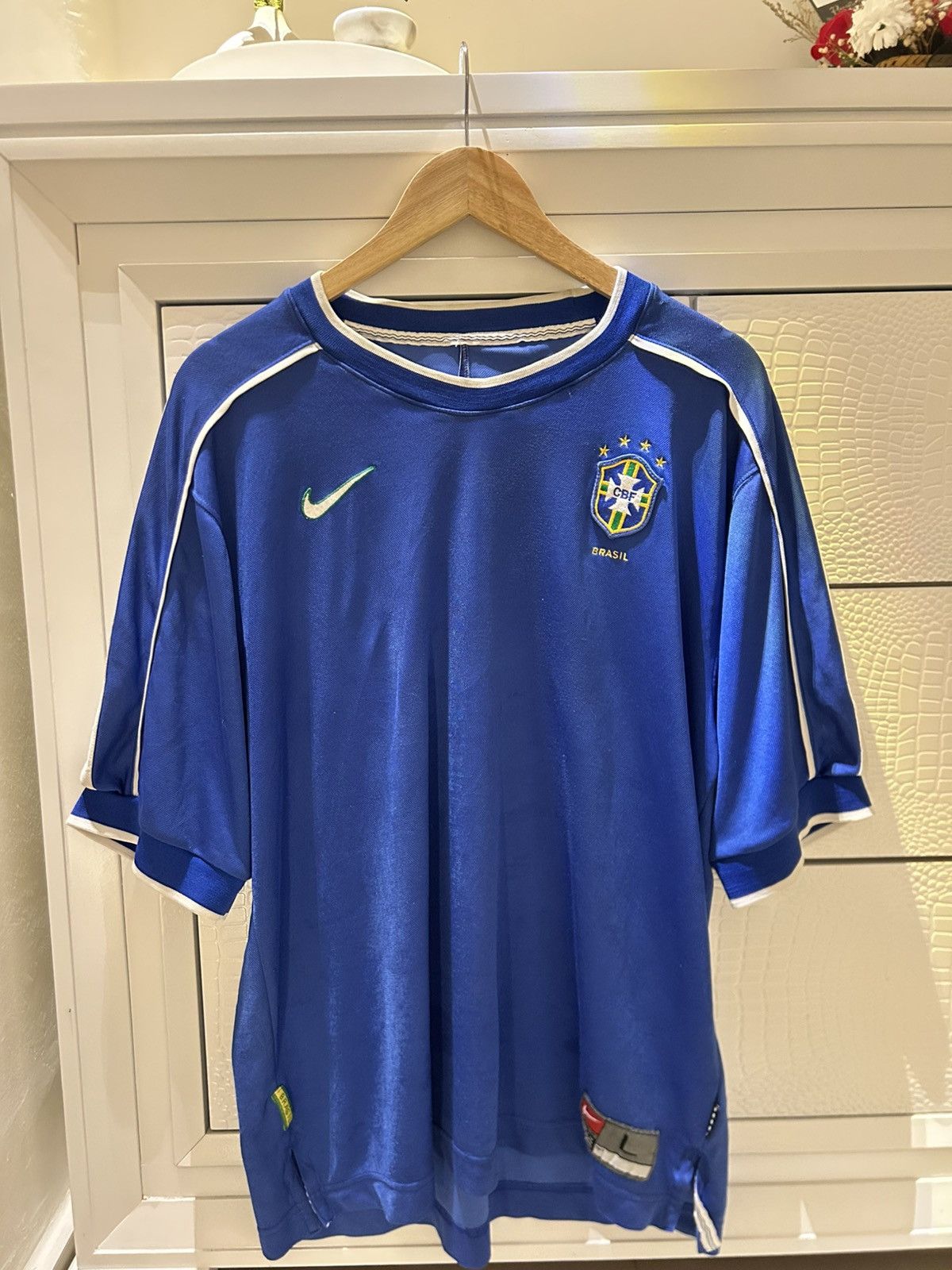 Nike Vintage 1998-2000 Nike Brazil Away Jersey Blue - Size L Size US L / EU 52-54 / 3 - 1 Thumbnail