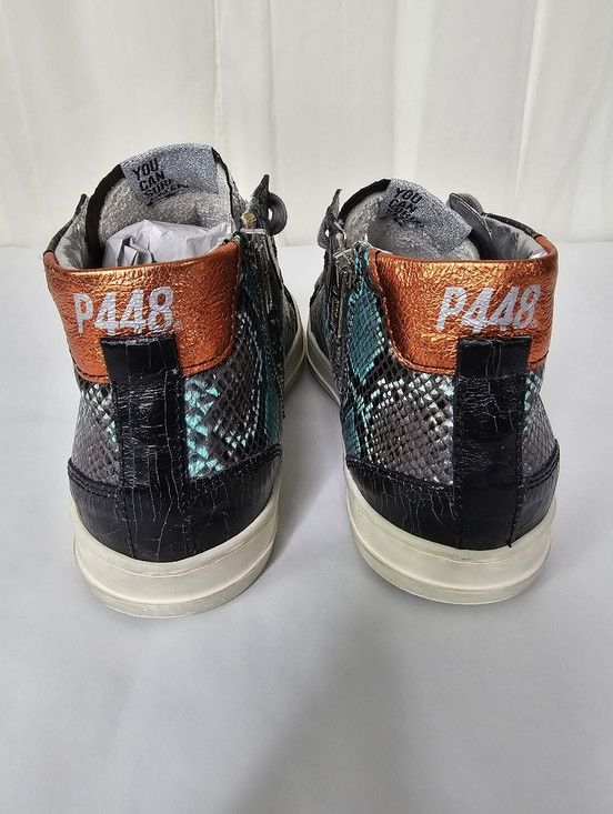 P448 P448 Turquoise Snake Silver Glitter Sneakers Luxe Streetwear Size US 11 / IT 41 - 6 Thumbnail
