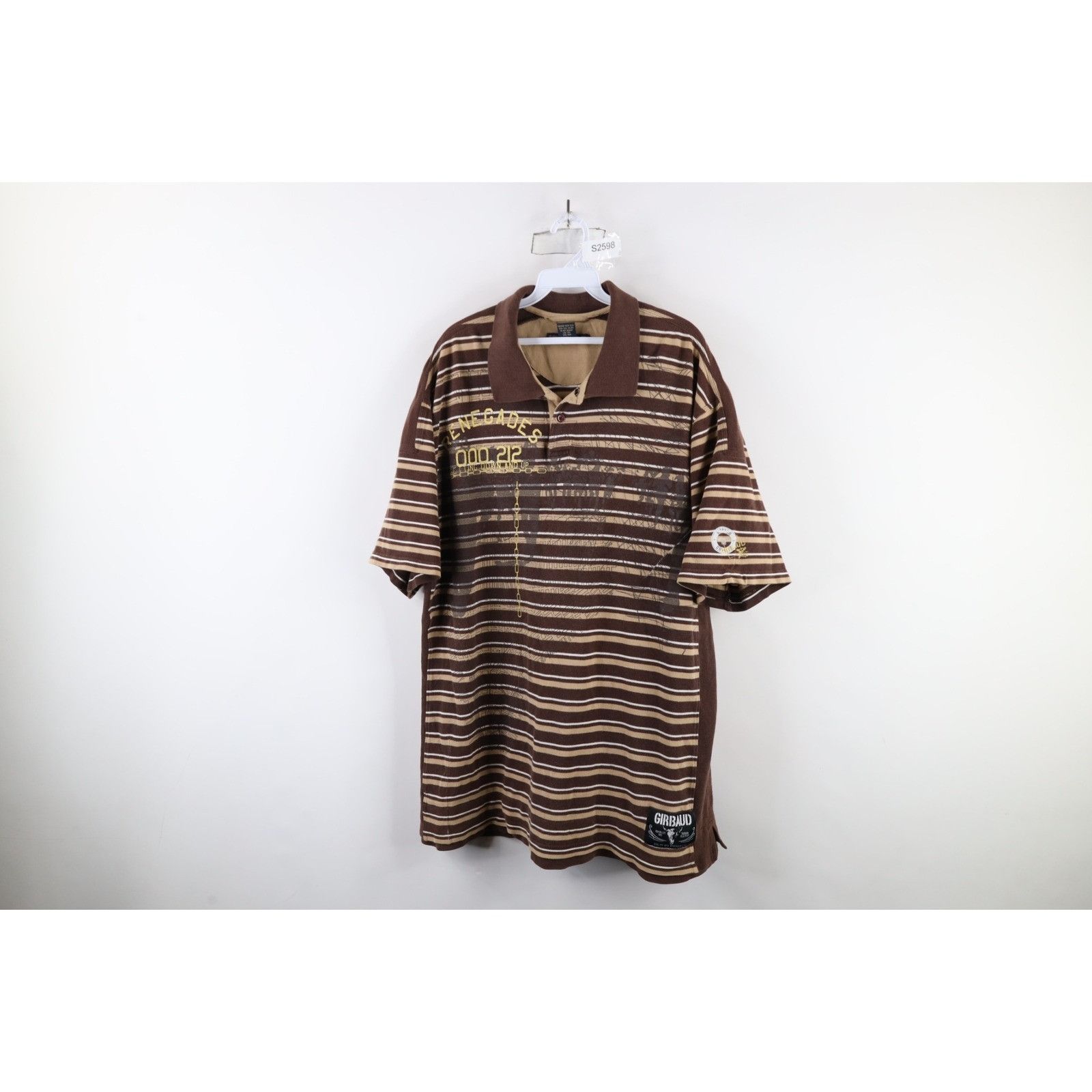 Marithe + Francois Girbaud × Vintage Vintage 90s Marithe Francois Girbaud Spell Out Striped Polo Size US XL / EU 56 / 4 - 1 Thumbnail