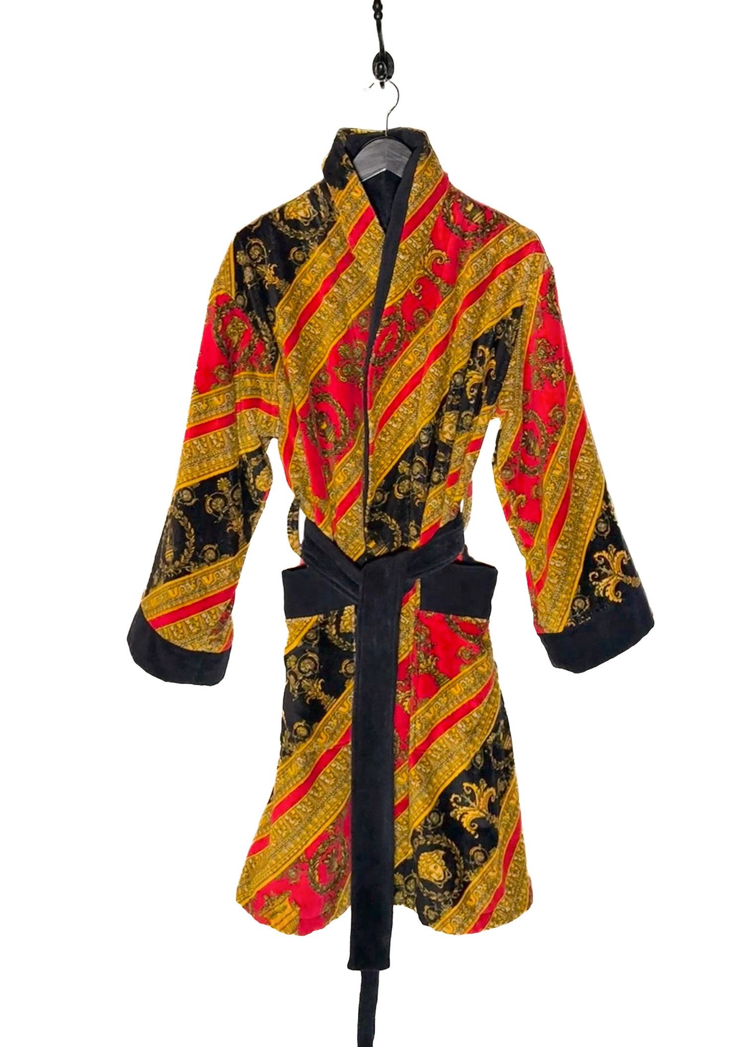 Versace Versace Red Barocco Diagonal Stripe Print Robe Size 38 - 1 Thumbnail