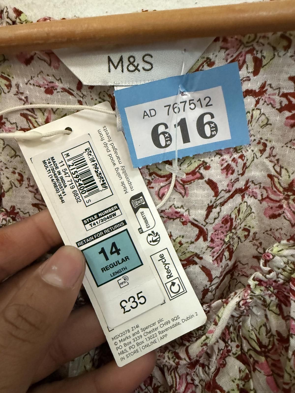 M.E. Sport M&S Floral Long Sleeve Blouse Size 14 Regular Size XL / US 12-14 / IT 48-50 - 3 Thumbnail