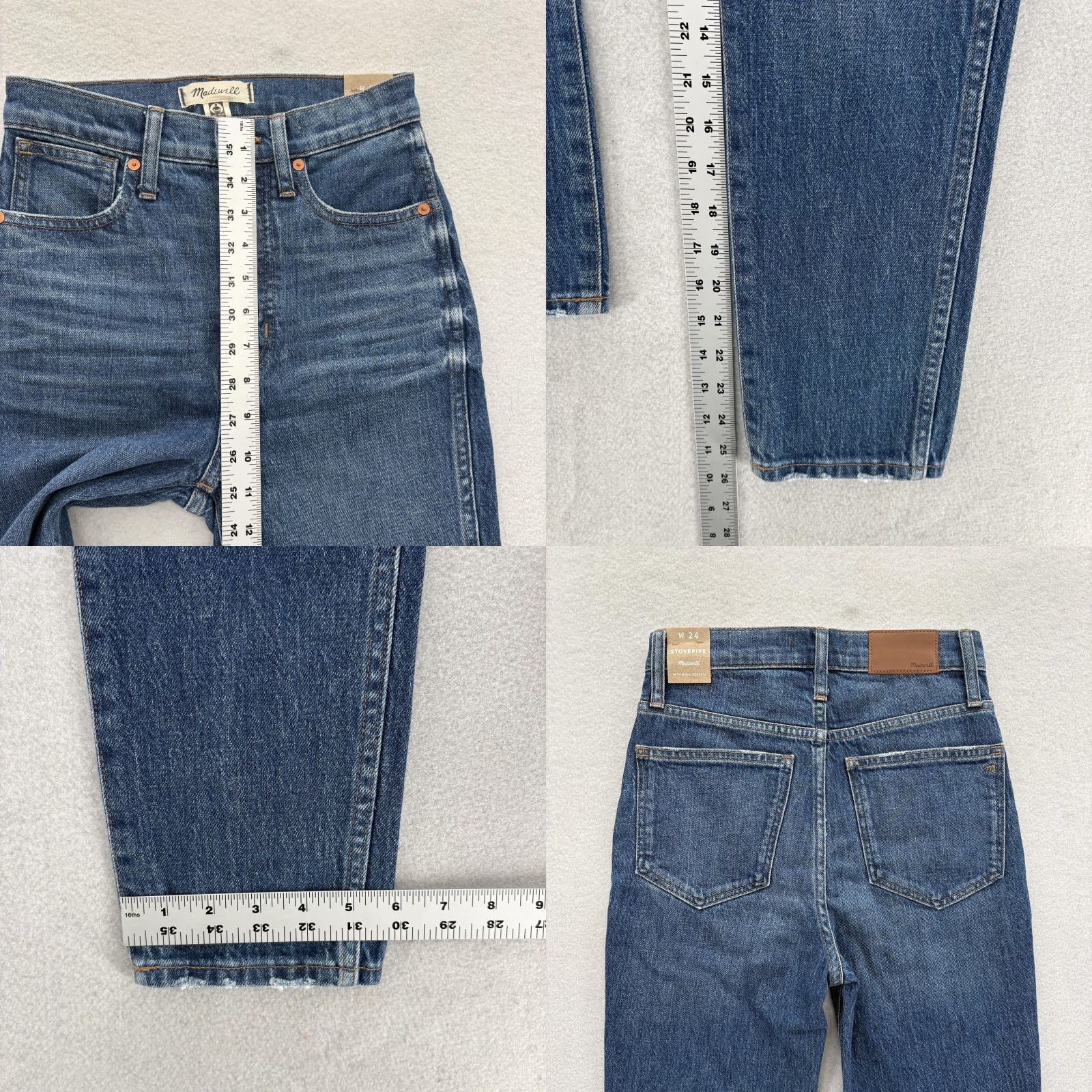 Madewell Madewell Jeans Womens 24 Stovepipe Blue High Rise Stretch Denim 5-Pocket Slim Straight Tapered 25in Inseam Rise Size 42" / US 20 - 8 Thumbnail