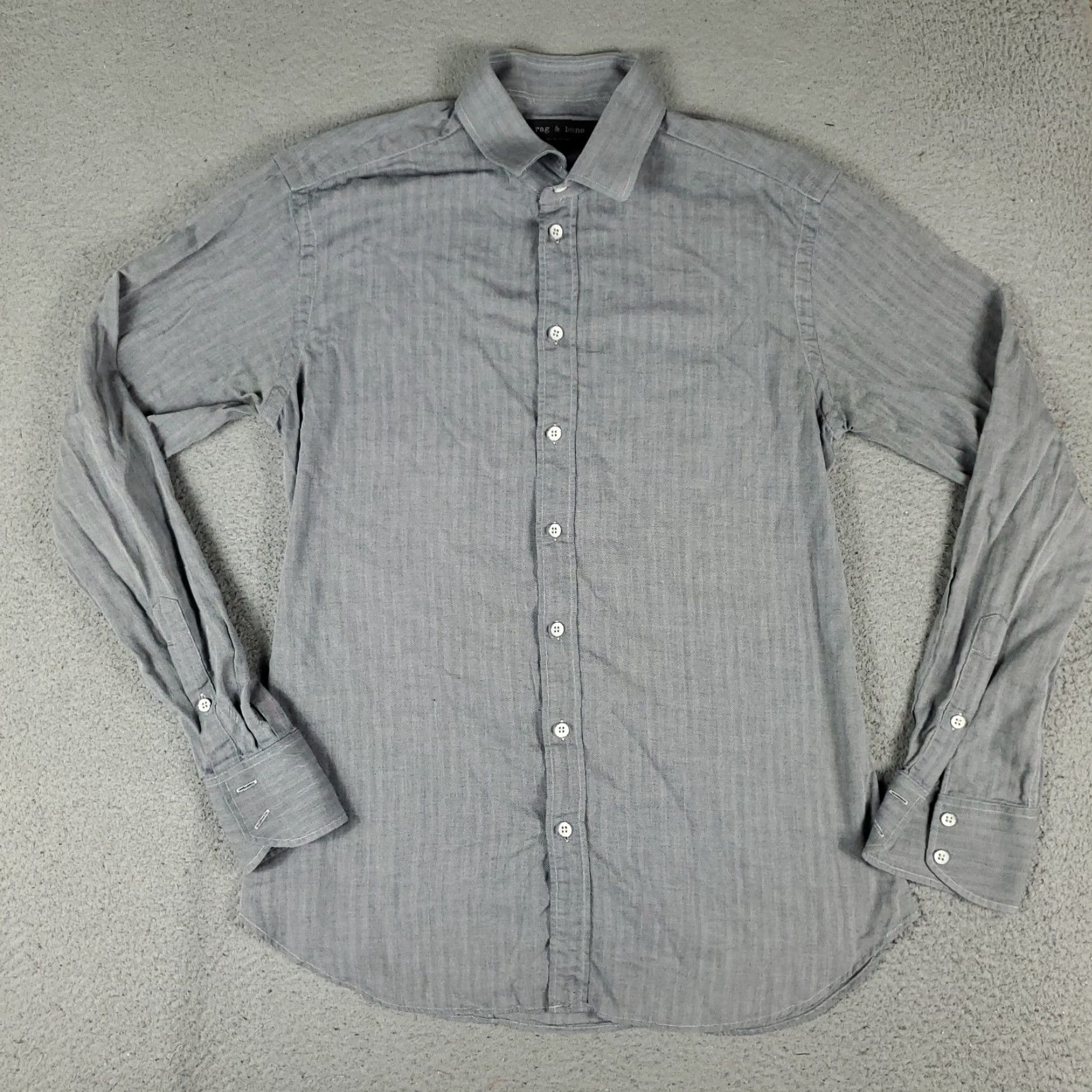 Rag & Bone rag & bone Shirt Mens 16 Gray Striped Dress Button Up Long Sleeve Size 42R - 2 Thumbnail
