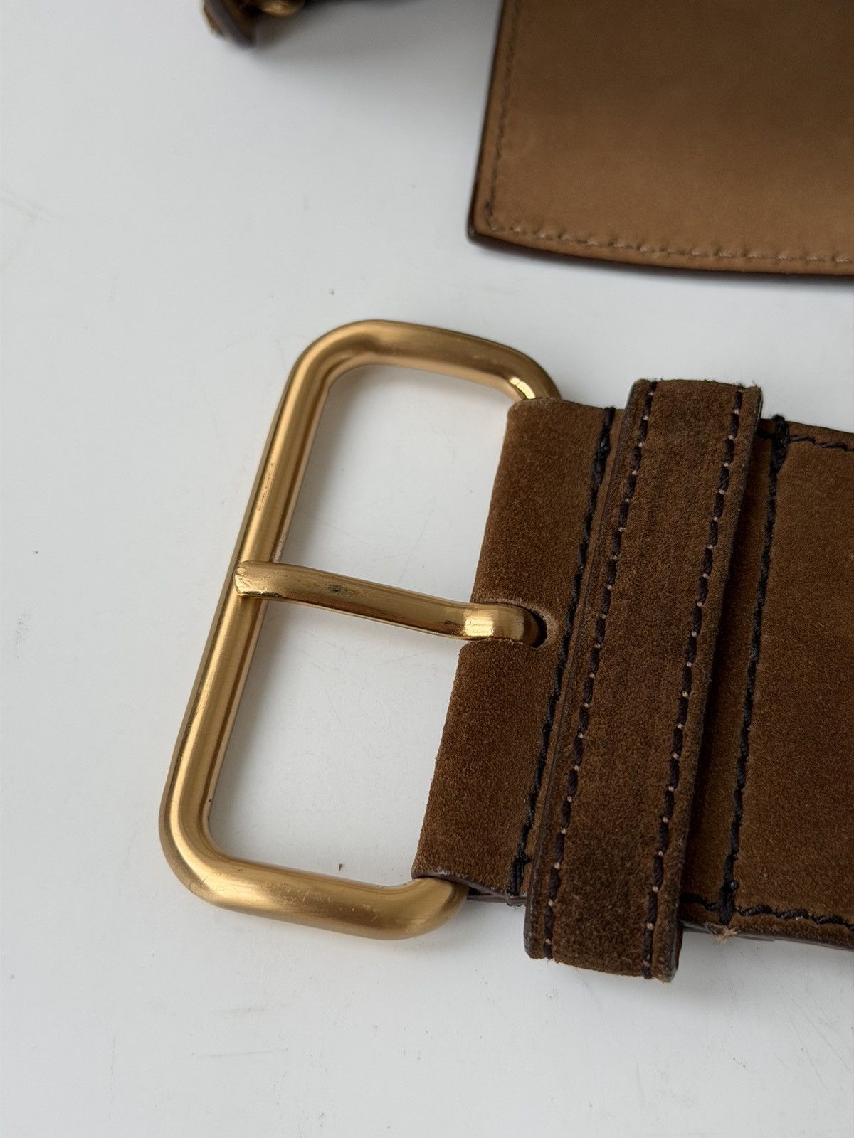 Prada PRADA Chain Suede Wide Brown Belt vintage leather western Size ONE SIZE - 14 Thumbnail