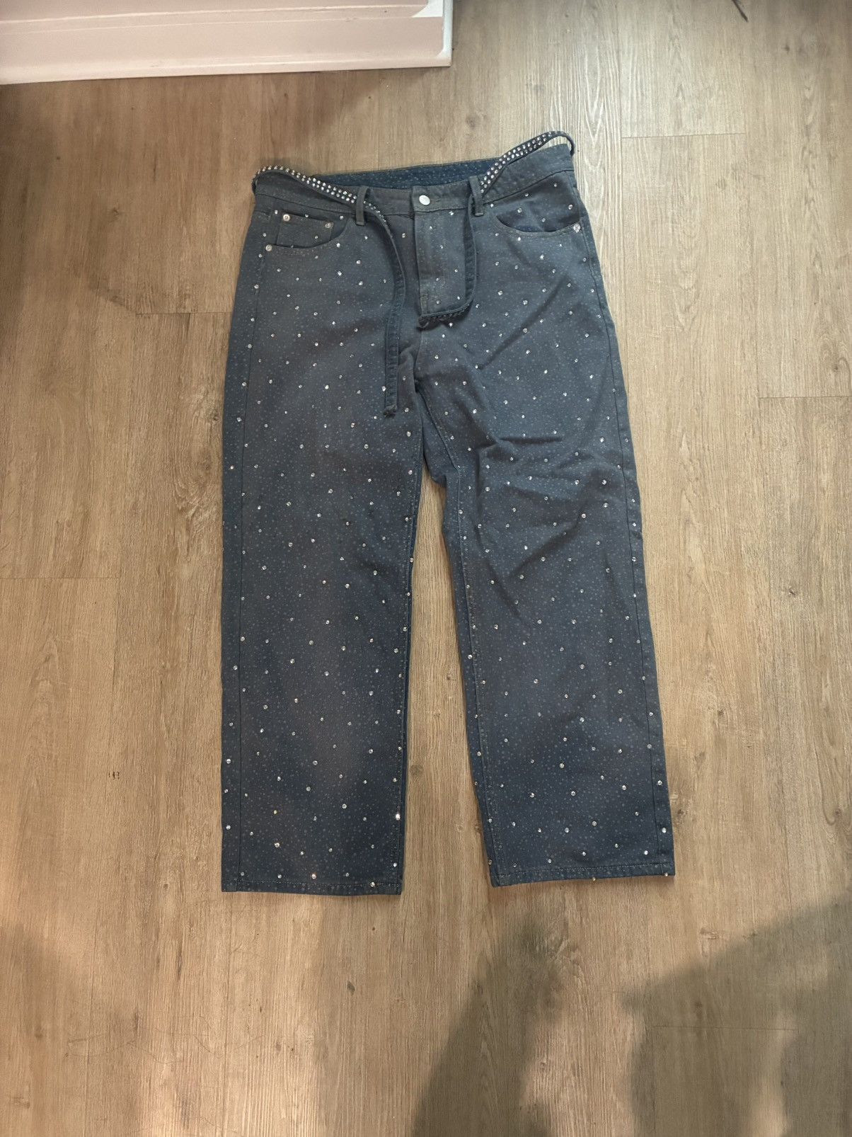 Other VOLYMOON Mens Rhinestone Dark Blue Jeans Size US 36 / EU 52 - 1 Thumbnail