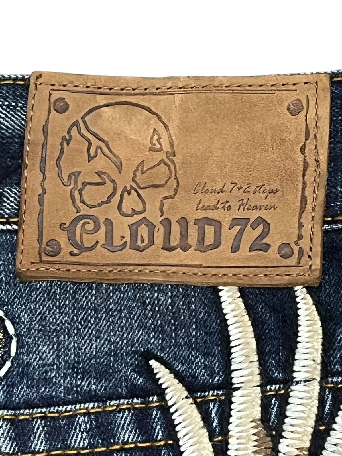 Red Clouds Collective Vintage CLOUD DENIM BigBold Embroidery Skull Jeans Karakuri Size US 32 / EU 48 - 9 Thumbnail