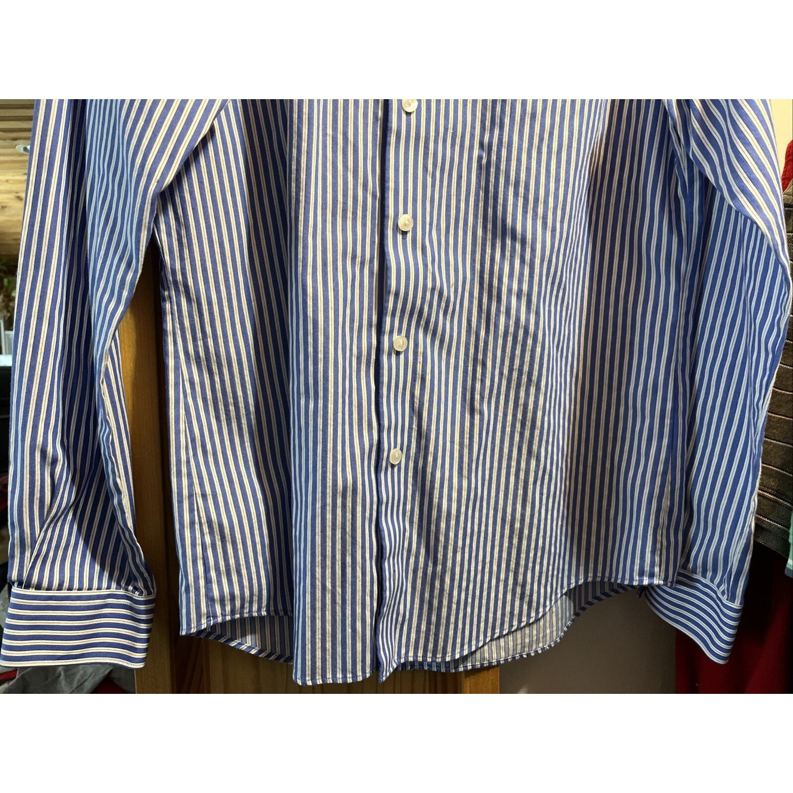 Kenneth Cole Kenneth Cole Reaction Shirt Mens 15.5 34/35 Slim Blue Stripe Size US M / EU 48-50 / 2 - 6 Thumbnail