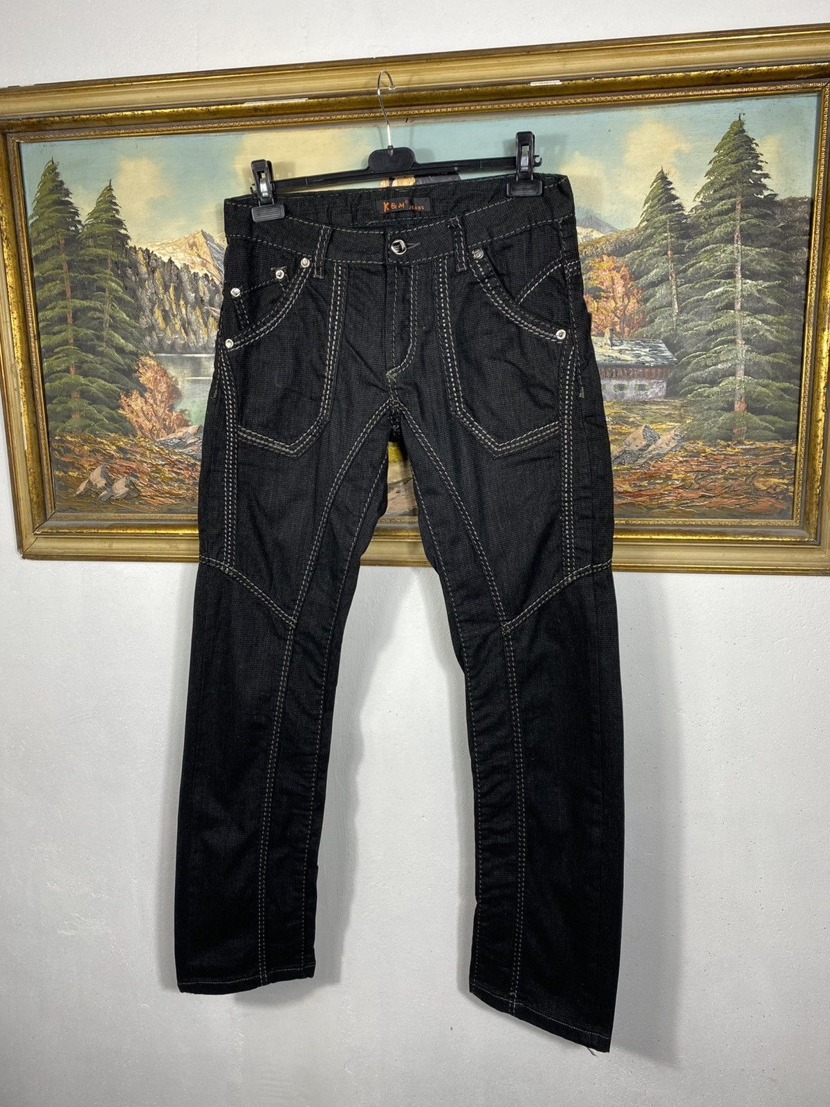 Japanese Brand × Vintage Kosmo Lupo Black Vintage Denim Jeans Avant Harde Trousers Size US 32 / EU 48 - 2 Thumbnail