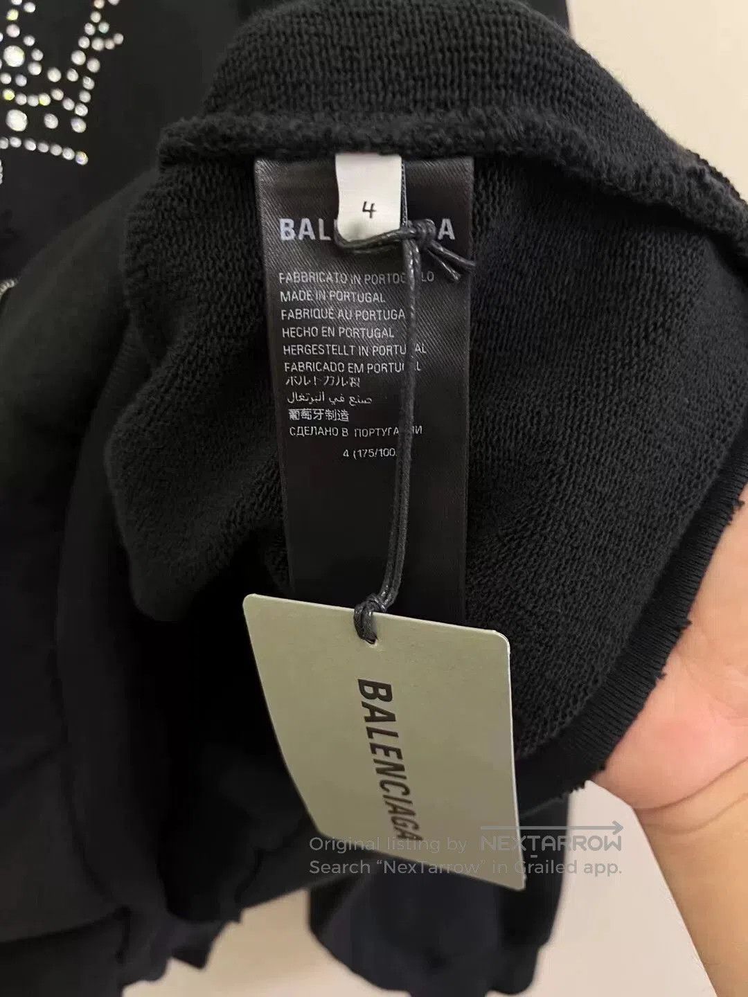 Balenciaga black distressed crystal crown hoodie. Size US M / EU 48-50 / 2 - 3 Thumbnail