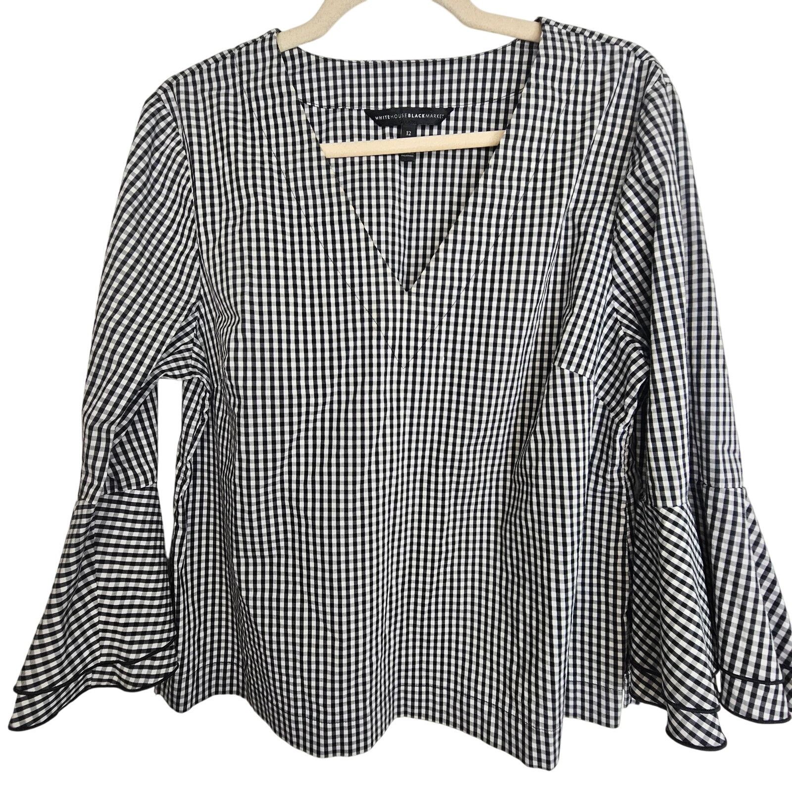 White House Black Market White House Black Market Emma Gingham Poplin Blouse Size 12 Size XL / US 12-14 / IT 48-50 - 1 Thumbnail
