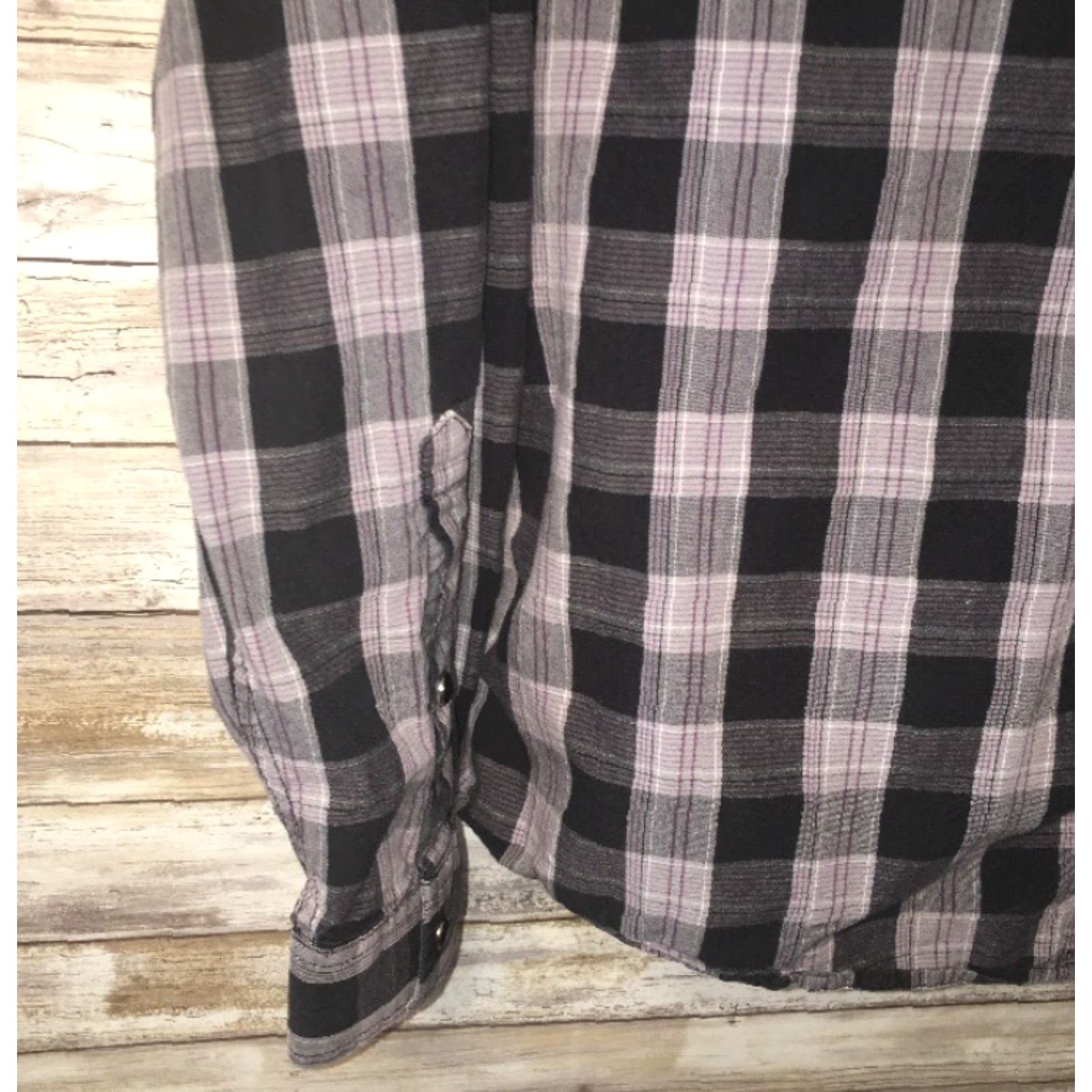 Prana prAna Mens Black Gray Plaid Snap Button Front Long Sleeve Shirt Size M Size US M / EU 48-50 / 2 - 3 Thumbnail