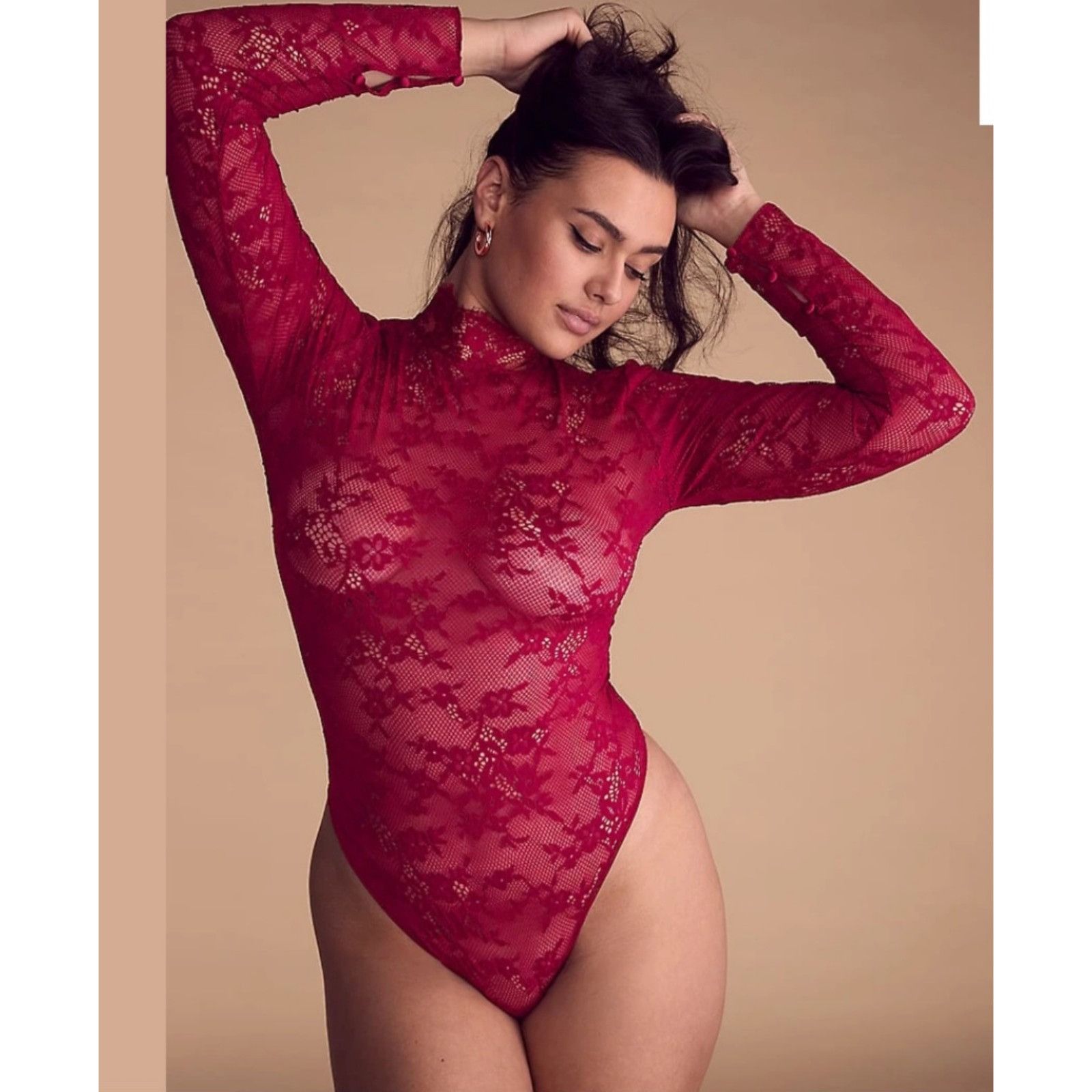 Victoria's Secret Womens size Medium Gorgeous Lace Long Sleeved Bodysuit Victo Size ONE SIZE - 2 Thumbnail