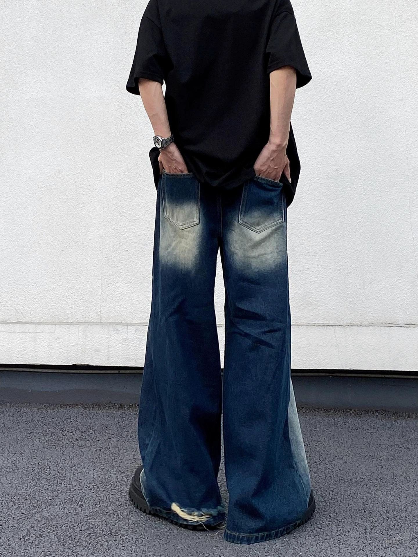Jean American retro washed distressed gradient ripped jeans Size US 32 / EU 48 - 4 Thumbnail