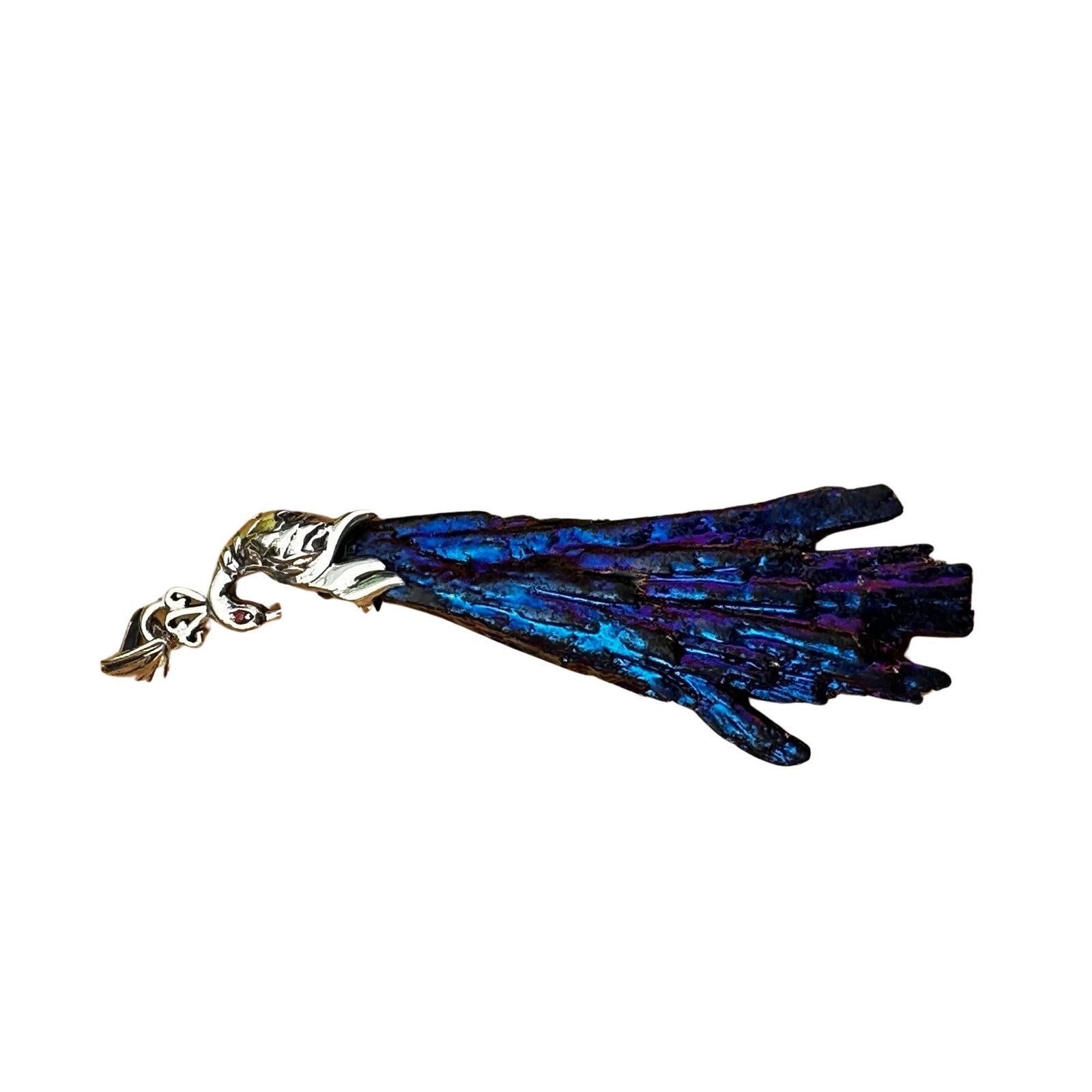 Vintage Sterling Silver Blue Peacock Ore Pendant Size ONE SIZE - 2 Thumbnail