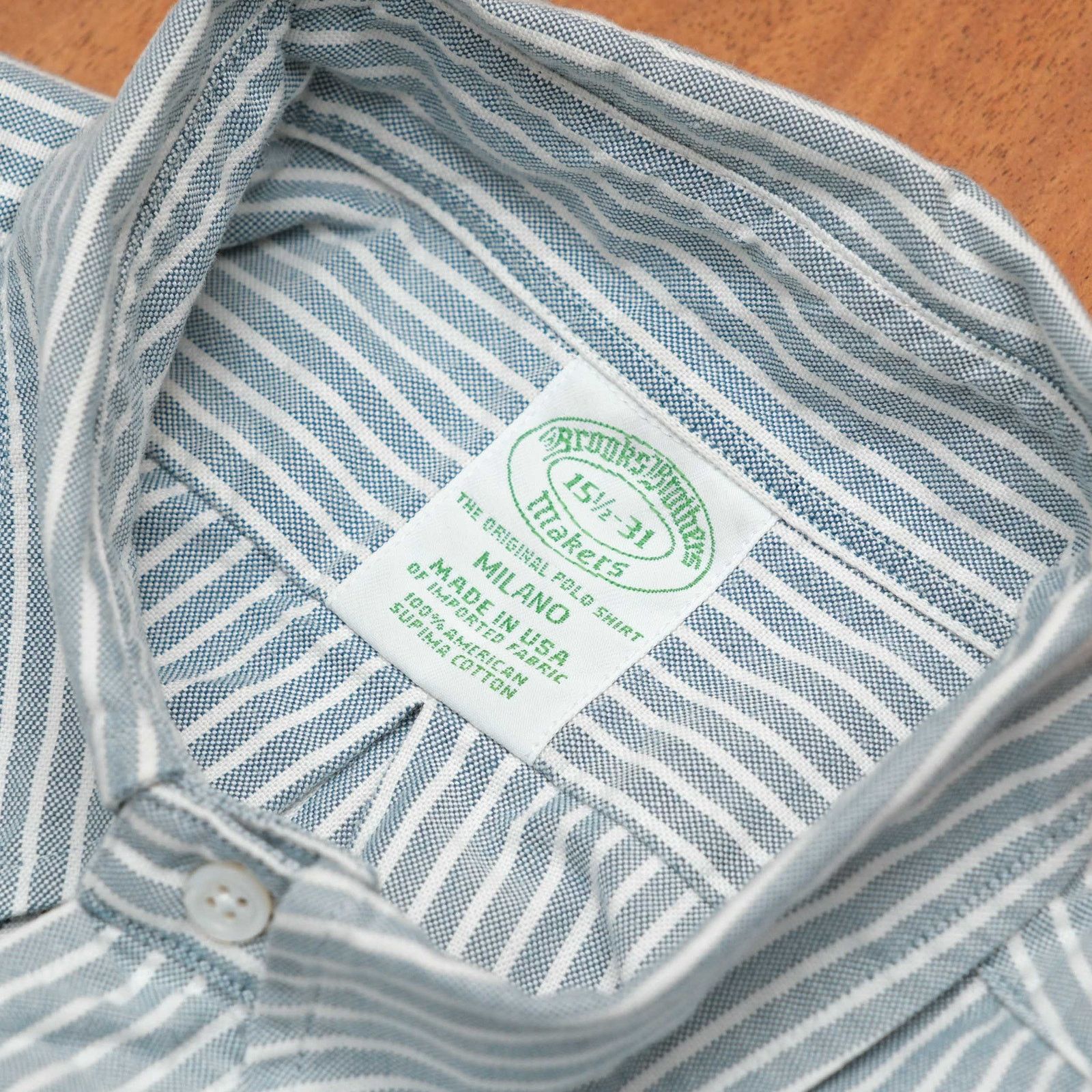 Brooks Brothers Brooks Brothers OCBD Shirt Green Stripe Made in USA 15.5-30 Size US S / EU 44-46 / 1 - 6 Thumbnail