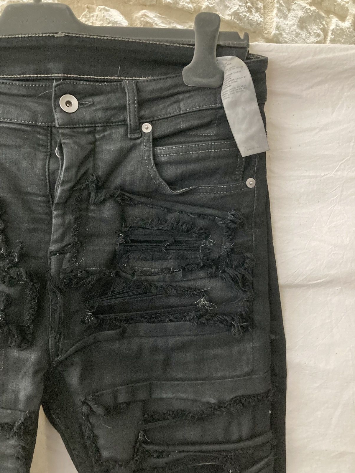Rick Owens Drkshdw Rick Owens Black Foil Slash Stretch Denim Size US 29 - 4 Thumbnail