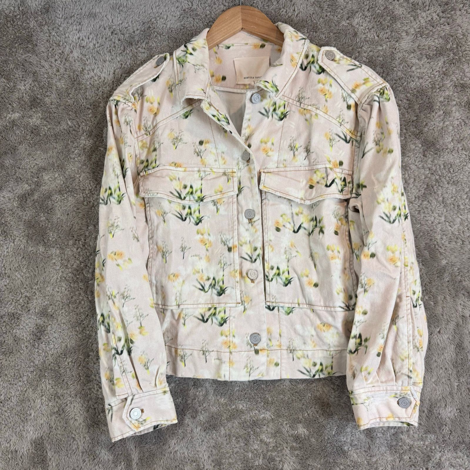 Rebecca Taylor Rebecca Taylor Floral Denim Jean Jacket Puff Sleeves 8 M Size M / US 6-8 / IT 42-44 - 1 Thumbnail