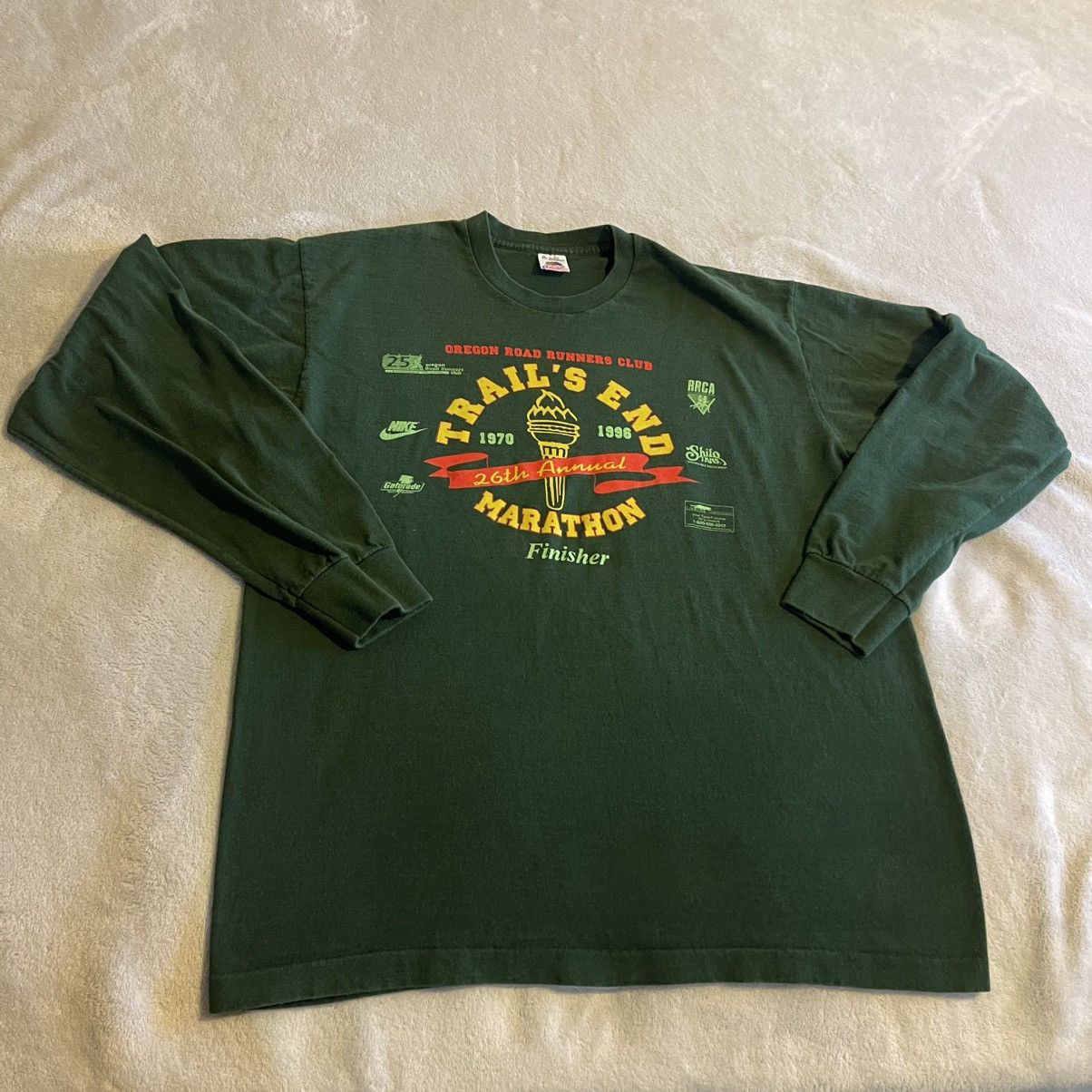 Fruit Of The Loom Vintage Shirt Men XL Green 90s Long Sleeve Streetwear Tee Size US XL / EU 56 / 4 - 1 Thumbnail