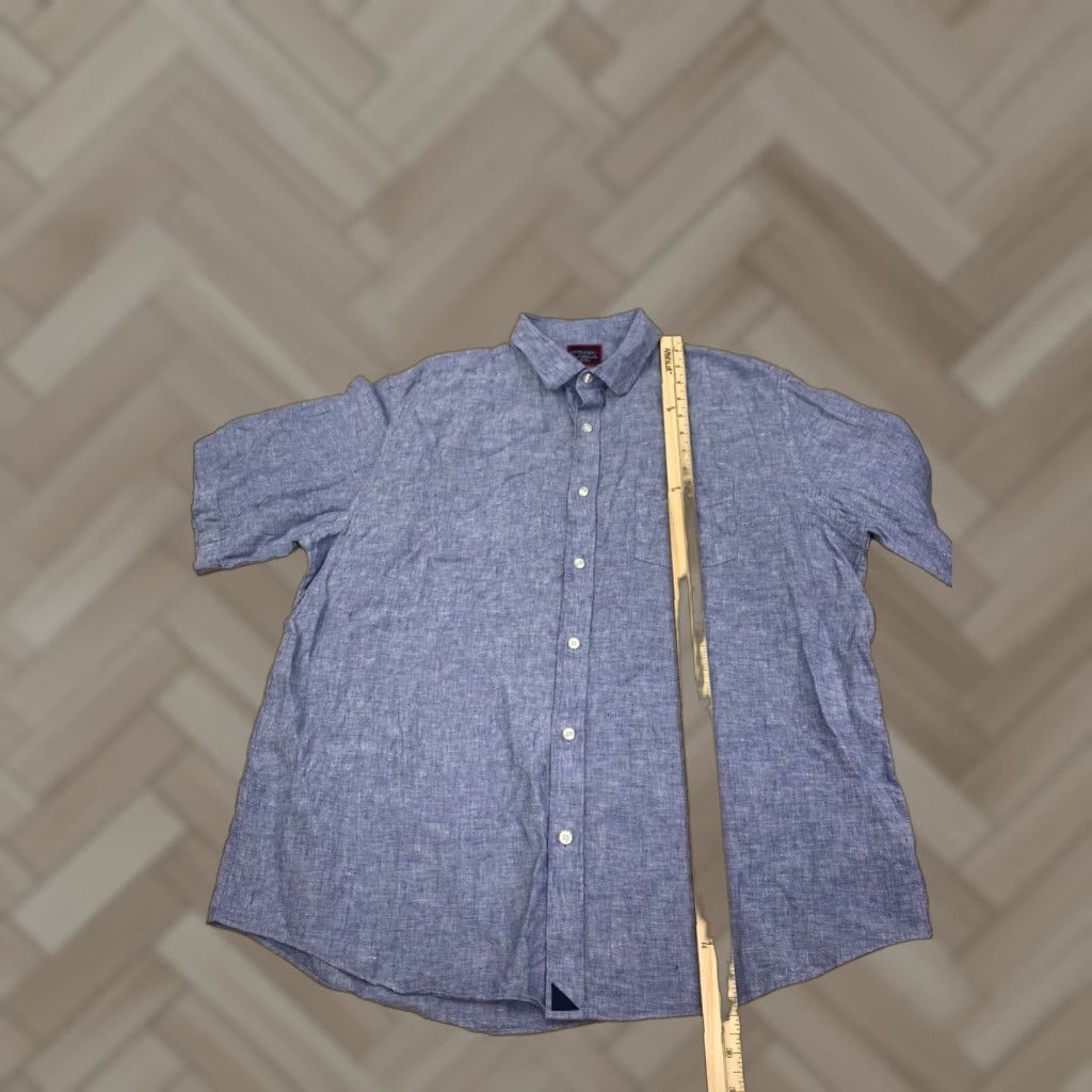 UNTUCKit UNTUCKit Shirt 2XL Blue Short Sleeve Linen Relaxed Fit Button-Up Men SS 2XL Blue Linen Untuckit Shirt 2XL Size US XXL / EU 58 / 5 - 1 Thumbnail