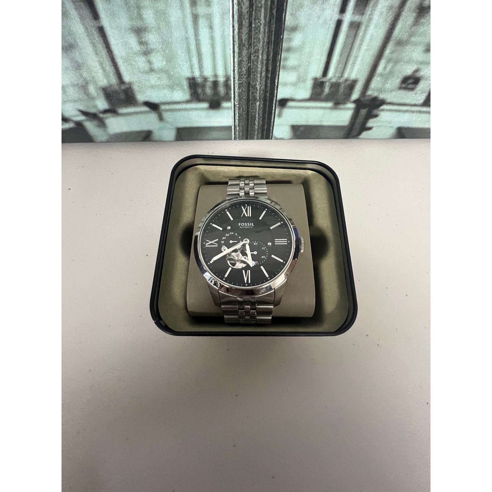 Fossil Fossil ME3107 Townsman Black Dial Silver Steel Strap Watch Size ONE SIZE - 1 Thumbnail