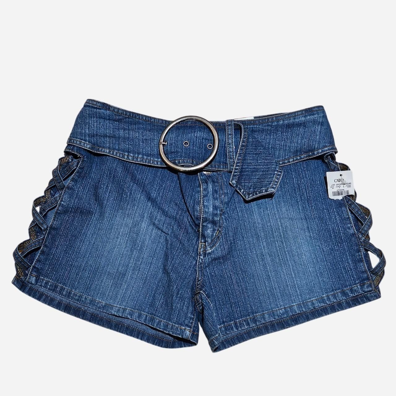 Vintage y2k boho festival belted denim shorts deadstock Size 31" - 1 Thumbnail