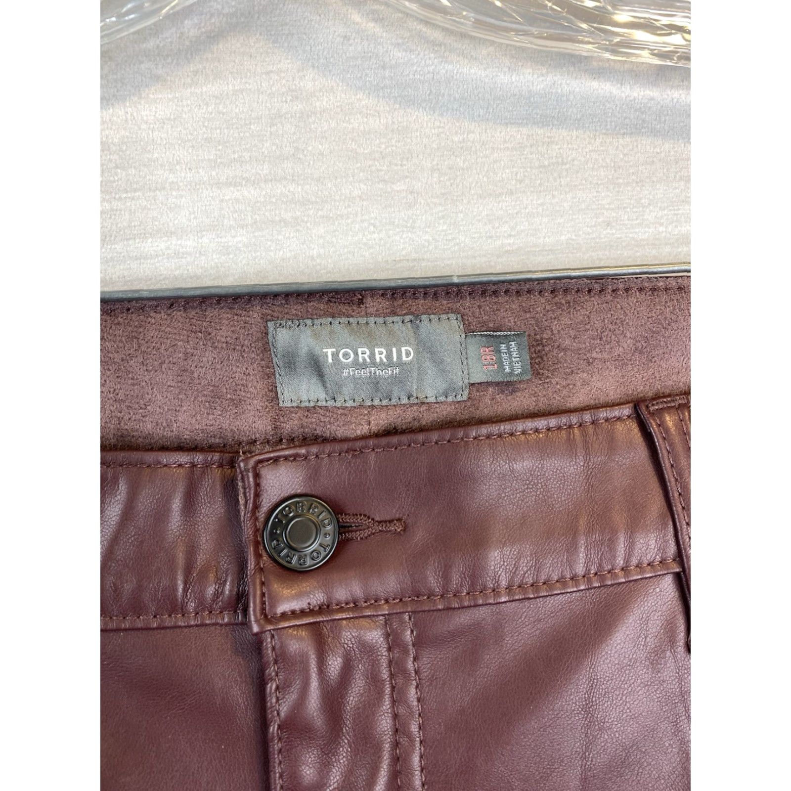 Torrid Torrid Feel the Fit Faux Leather Pants Womens 18 Burgundy Soft High Rise Pocket Size 40" / US 18 - 3 Thumbnail