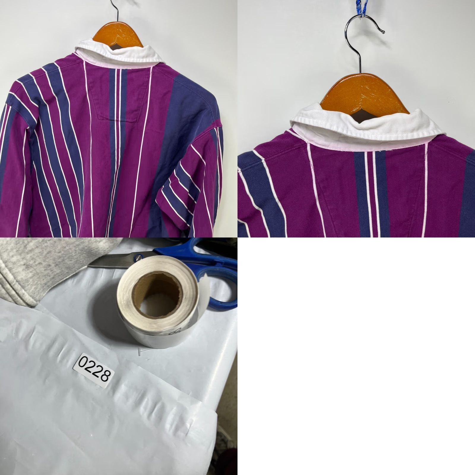 Vintage VINTAGE Rugby Polo Shirt Striped Purple 90s Hunting Logo Button M Men Size US M / EU 48-50 / 2 - 8 Thumbnail
